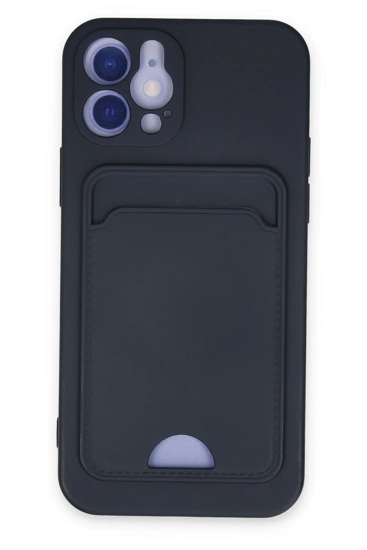 Mey İthalat®  iPhone 12 Kılıf Kelvin Kartvizitli Silikon - Lacivert