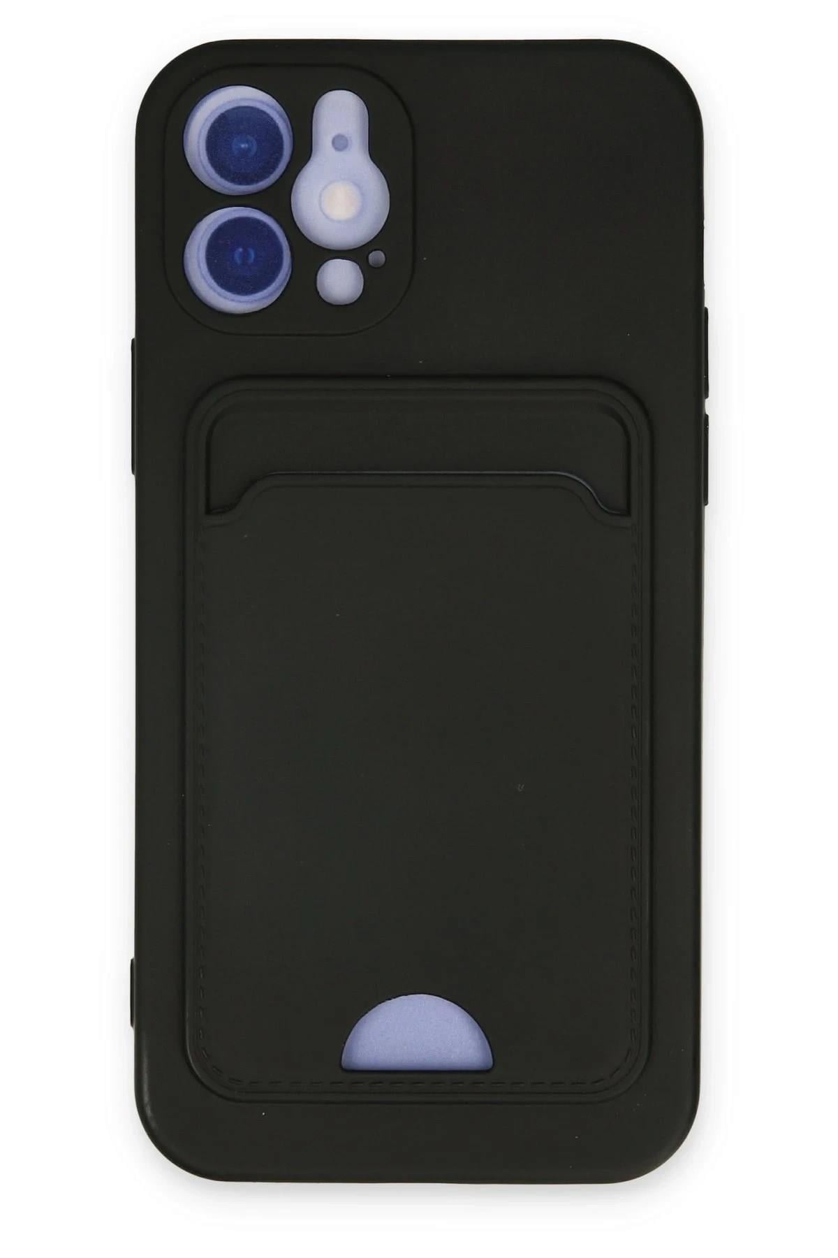Mey İthalat®  iPhone 12 Kılıf Kelvin Kartvizitli Silikon - Siyah