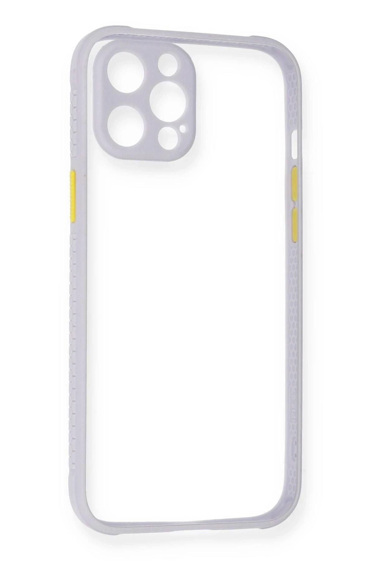 Mey İthalat®  iPhone 12 Kılıf Miami Şeffaf Silikon - Lila