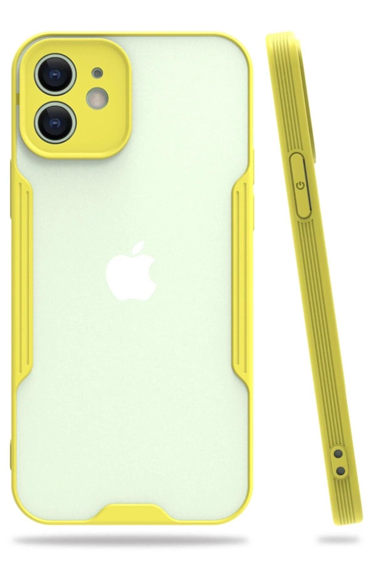 Mey İthalat®  iPhone 12 Kılıf Platin Silikon - Sarı