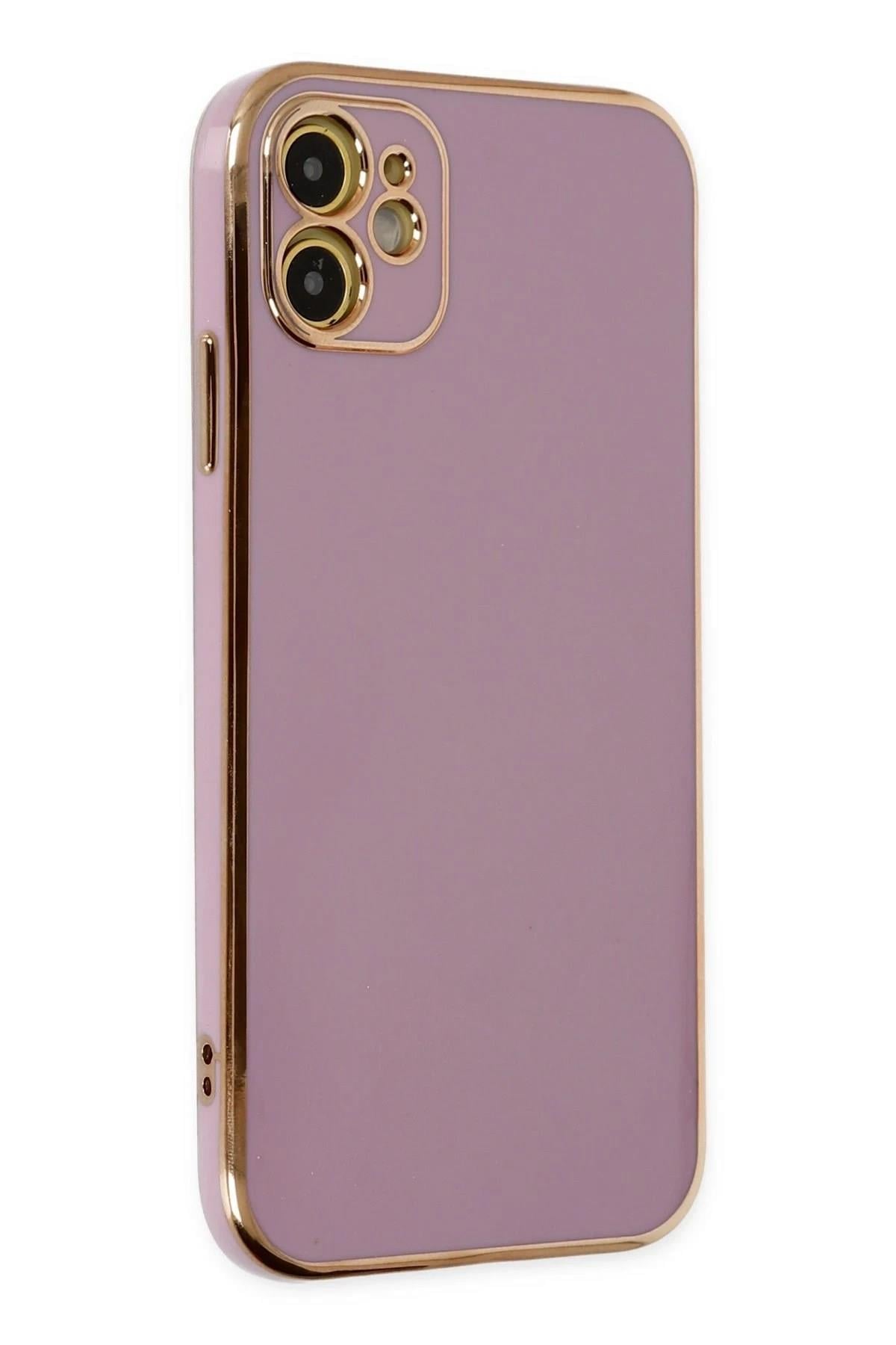 Mey İthalat®  iPhone 12 Kılıf Volet Silikon - Mor