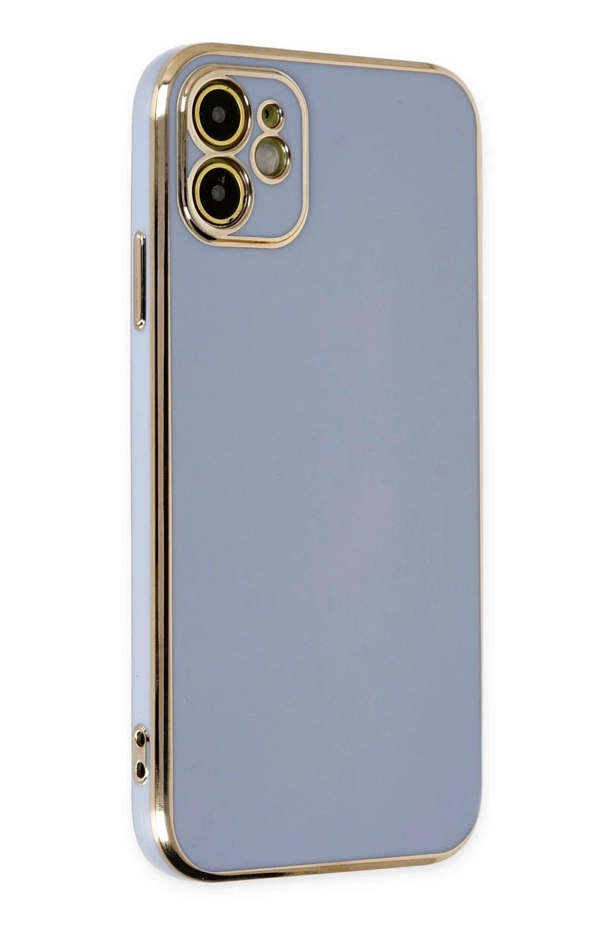 Mey İthalat®  iPhone 12 Kılıf Volet Silikon - Mavi