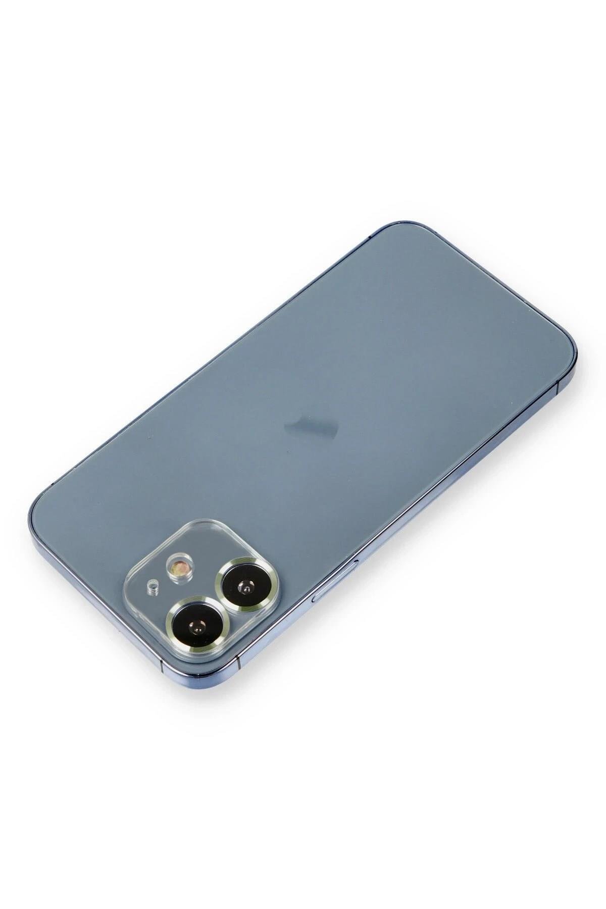 Mey İthalat®  iPhone 12 Metal Kamera Lens Koruma Cam - Açık Yeşil