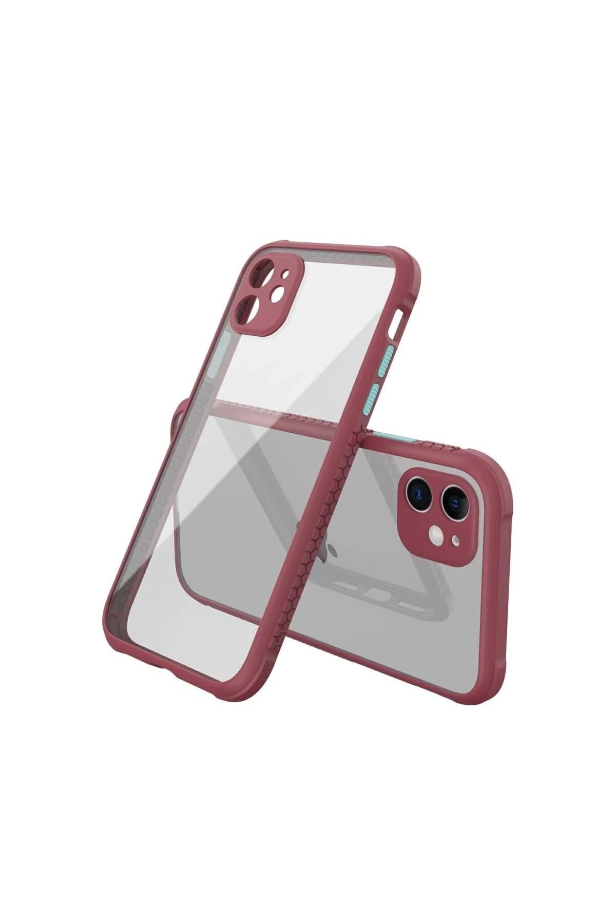 Mey İthalat®  iPhone 12 Mini Kılıf Miami Şeffaf Silikon - Fuşya
