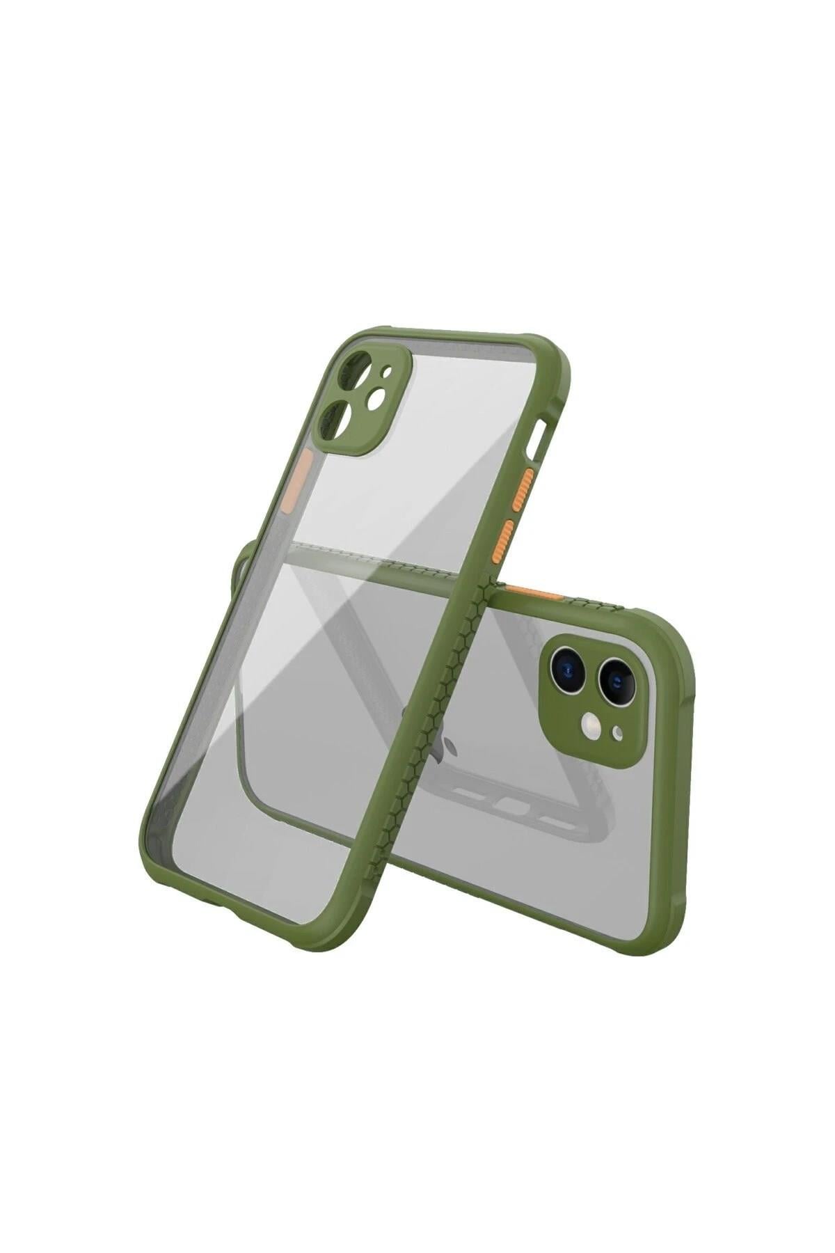 Mey İthalat®  iPhone 12 Mini Kılıf Miami Şeffaf Silikon - Koyu Yeşil