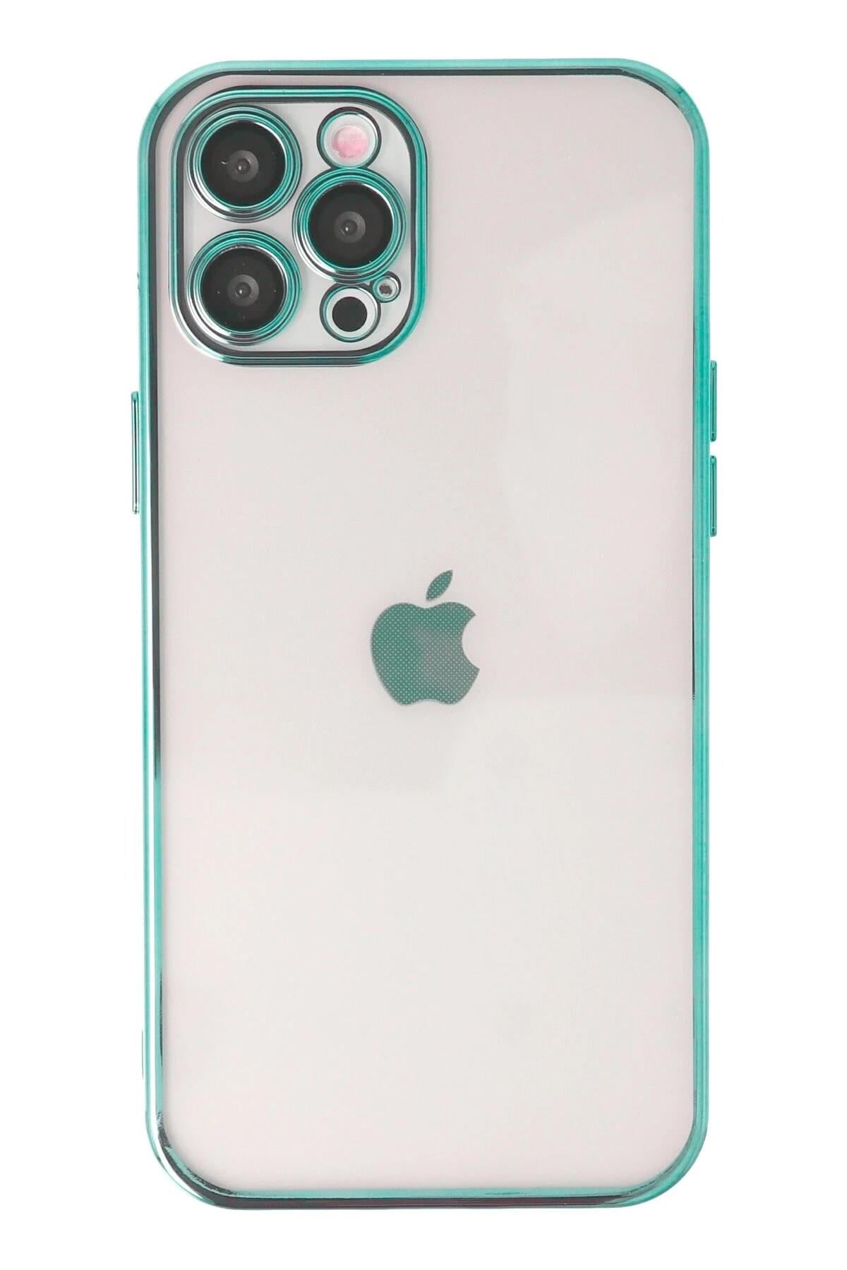 Mey İthalat®  iPhone 12 Pro Kılıf  Lensli Silikon - Yeşil