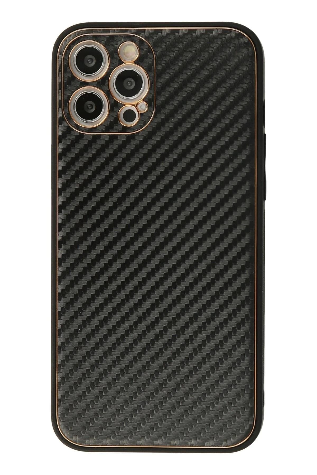 Mey İthalat®  iPhone 12 Pro Kılıf Coco Karbon Silikon - Siyah