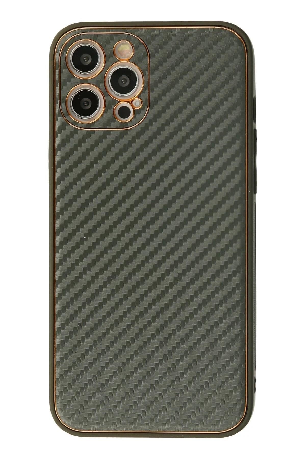 Mey İthalat®  iPhone 12 Pro Kılıf Coco Karbon Silikon - Füme
