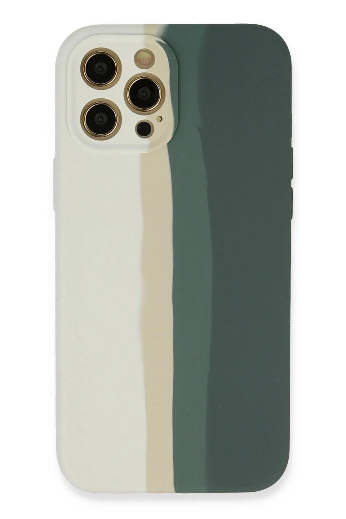 Mey İthalat®  iPhone 12 Pro Kılıf Ebruli Lansman Silikon - Beyaz-Gri