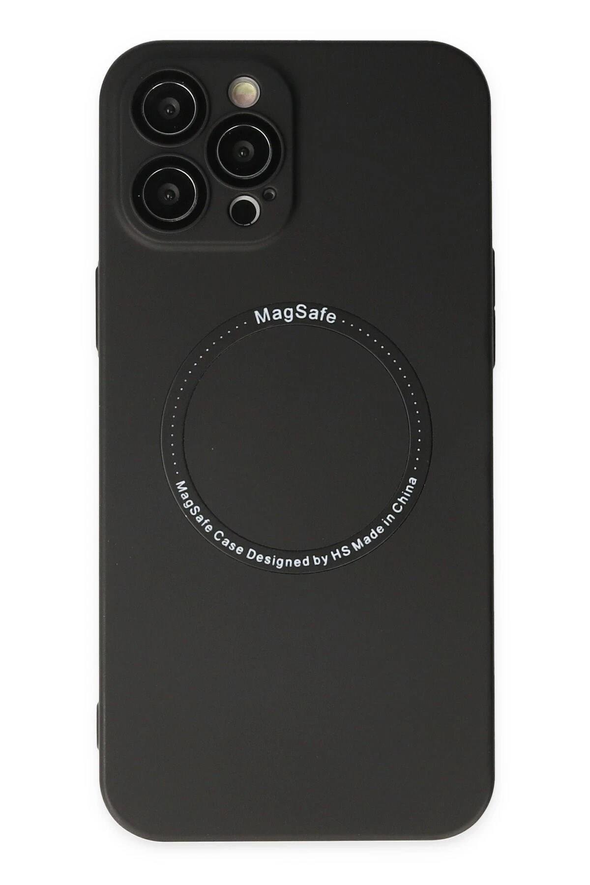 Mey İthalat®  iPhone 12 Pro Kılıf Jack Magneticsafe Lens Silikon - Siyah