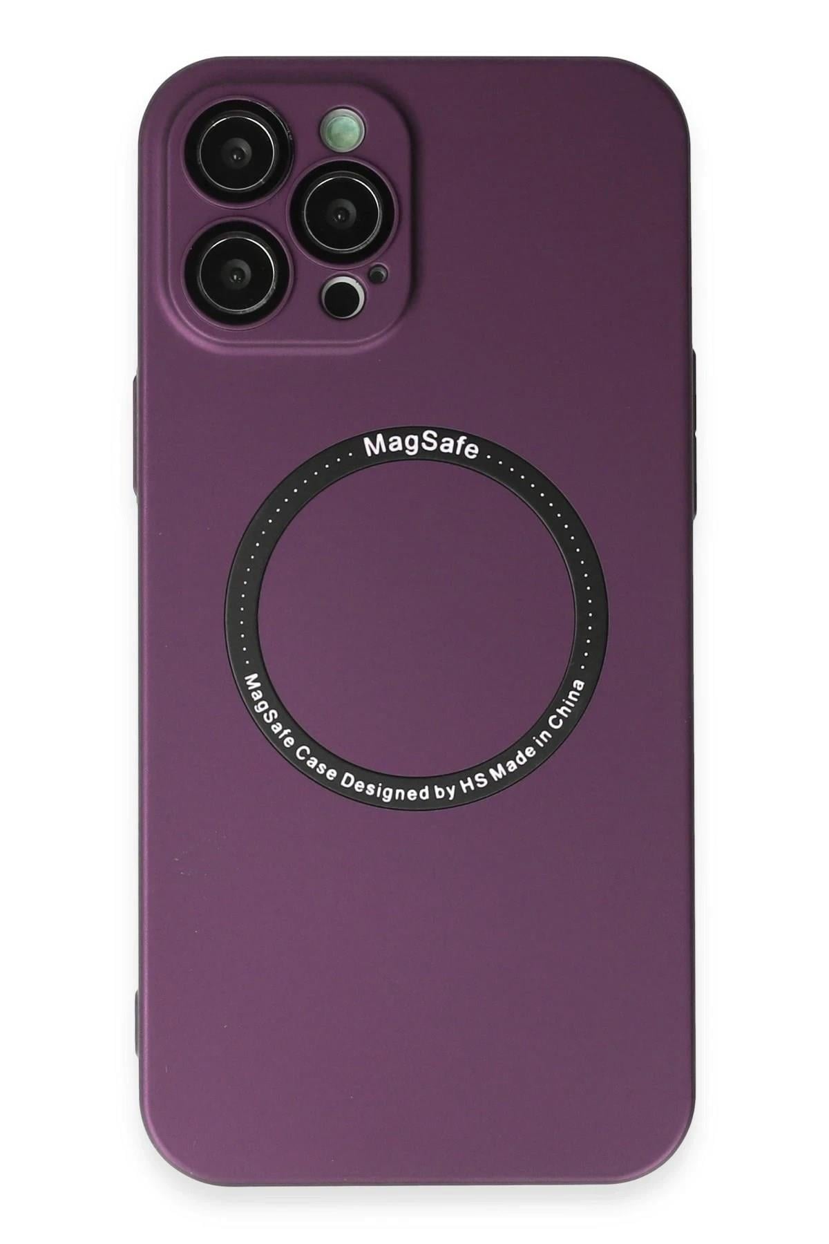 Mey İthalat®  iPhone 12 Pro Kılıf Jack Magneticsafe Lens Silikon - Mürdüm