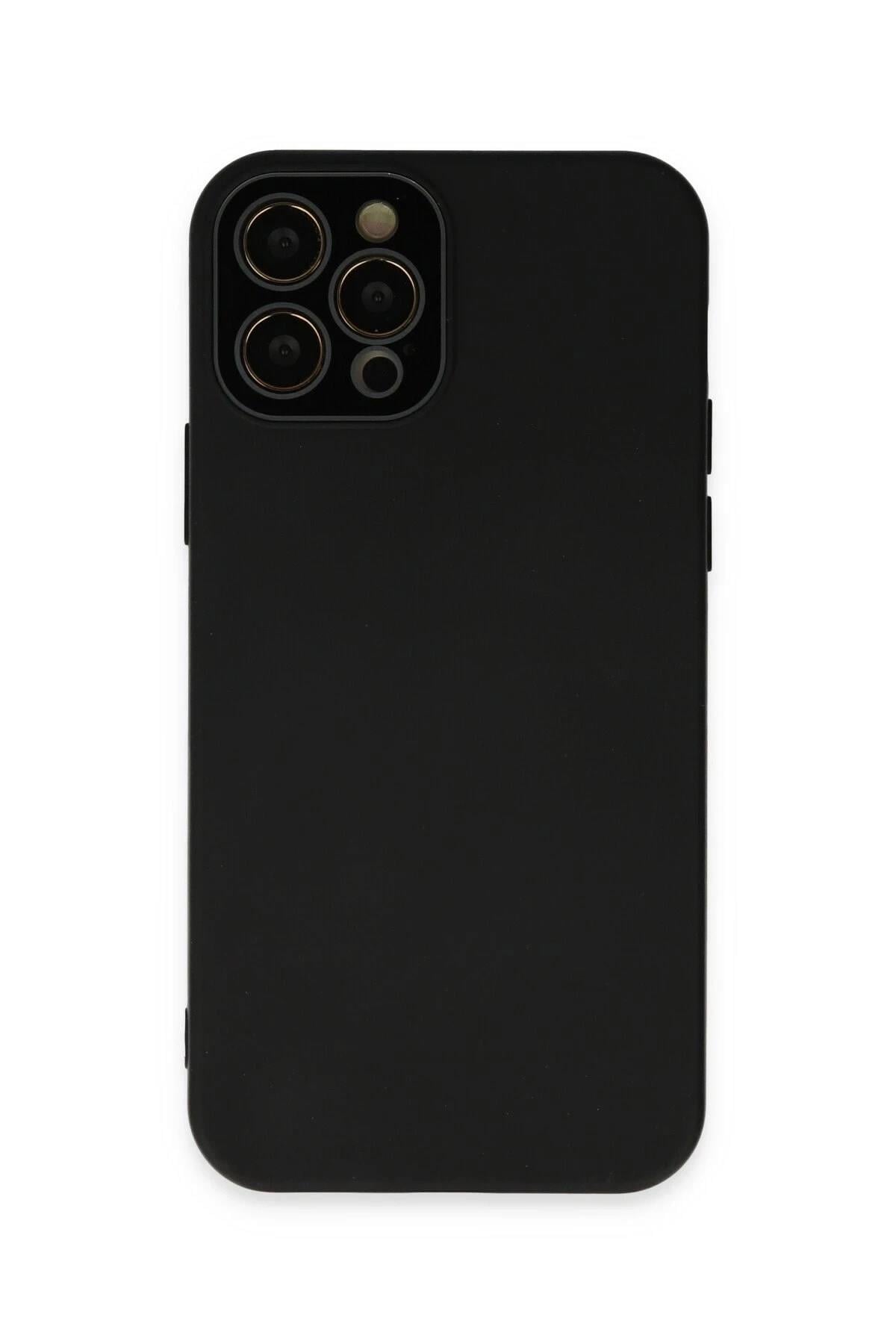 Mey İthalat®  iPhone 12 Pro Kılıf Lansman Glass Kapak - Siyah
