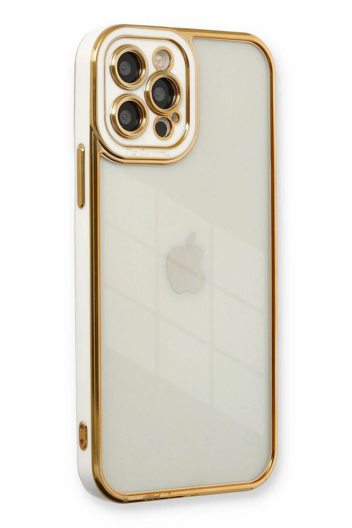 Mey İthalat®  iPhone 12 Pro Kılıf Liva Lens Silikon - Beyaz