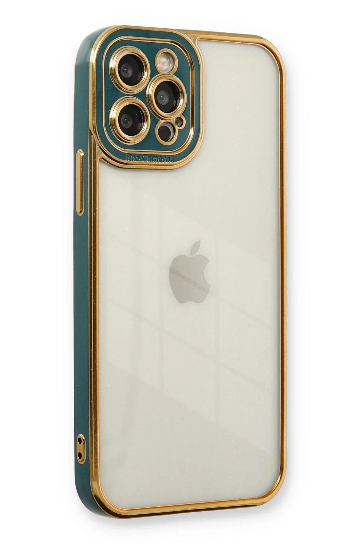 Mey İthalat®  iPhone 12 Pro Kılıf Liva Lens Silikon - Yeşil