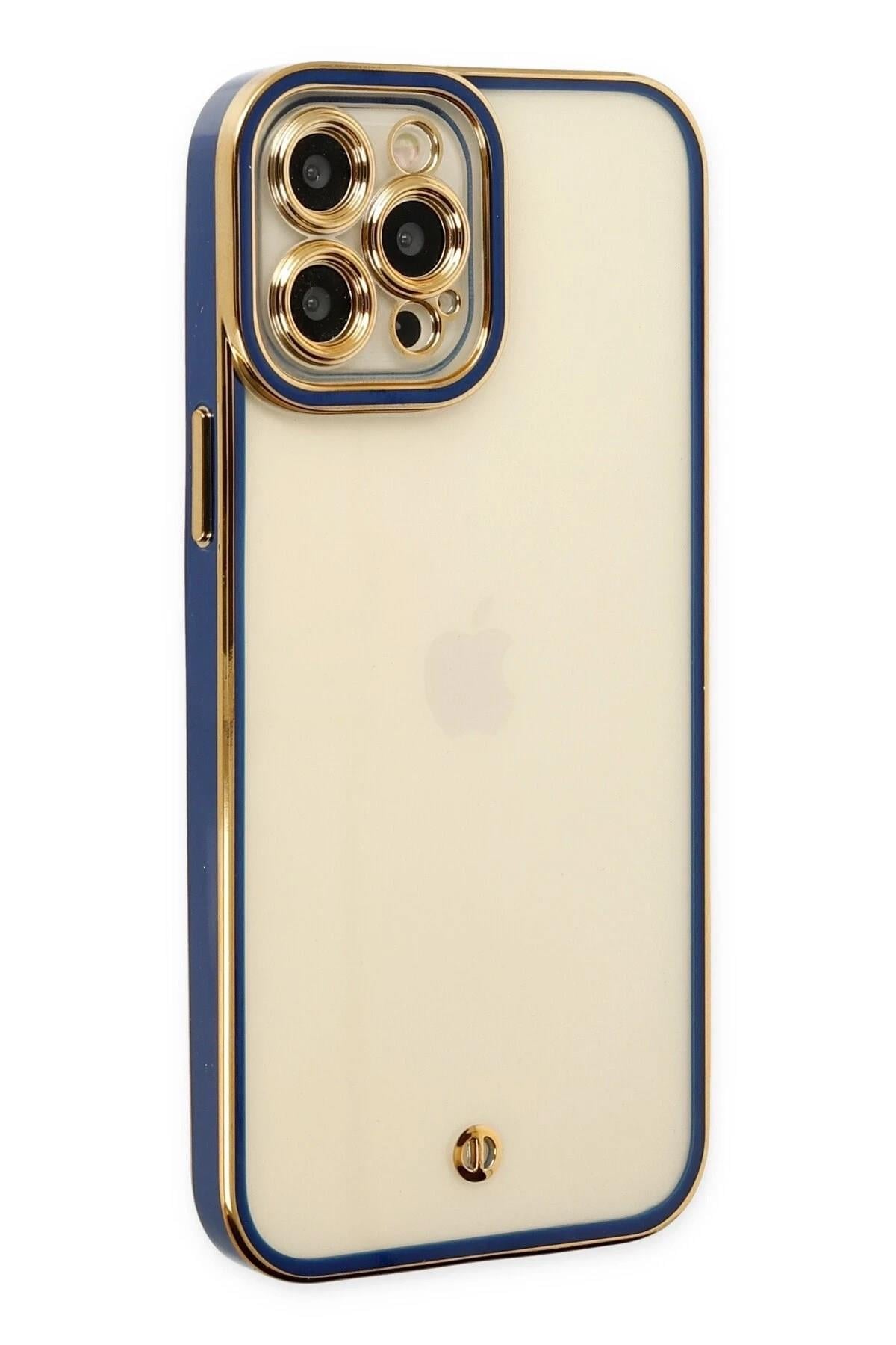 Mey İthalat®  iPhone 12 Pro Kılıf Liva Lens Silikon - Mavi
