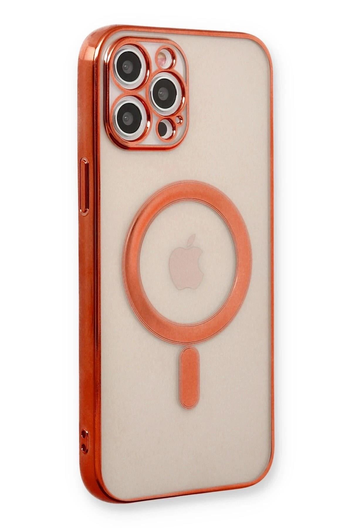 Mey İthalat®  iPhone 12 Pro Kılıf Magneticsafe Lazer Silikon - Kırmızı