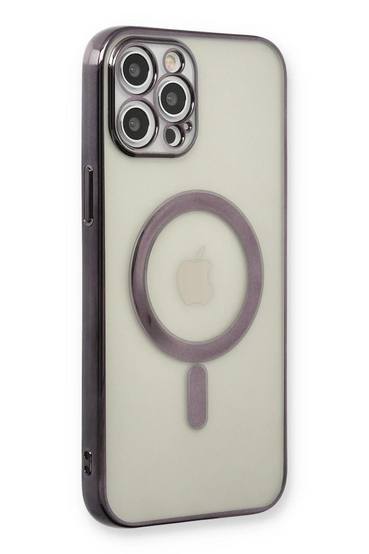 Mey İthalat®  iPhone 12 Pro Kılıf Magneticsafe Lazer Silikon - Siyah