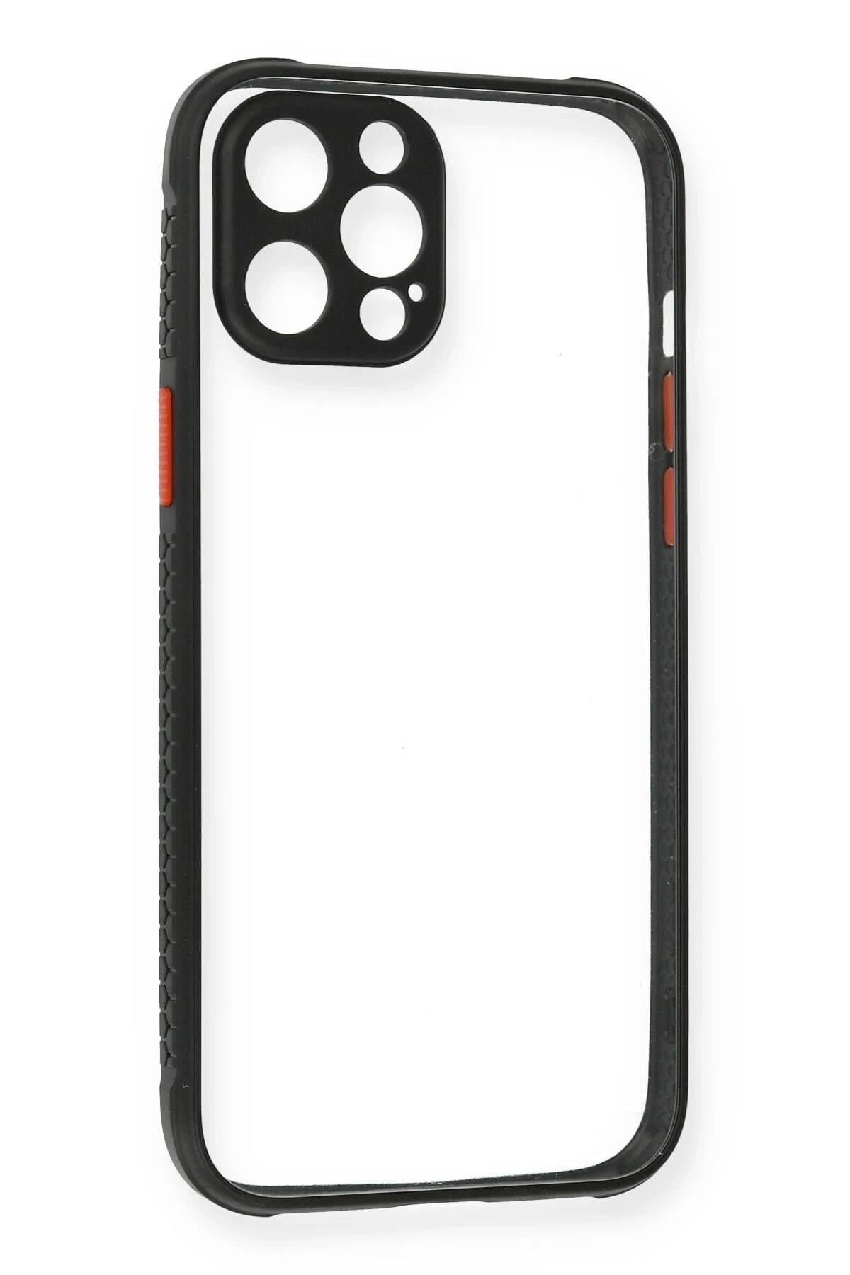 Mey İthalat®  iPhone 12 Pro Kılıf Miami Şeffaf Silikon - Siyah