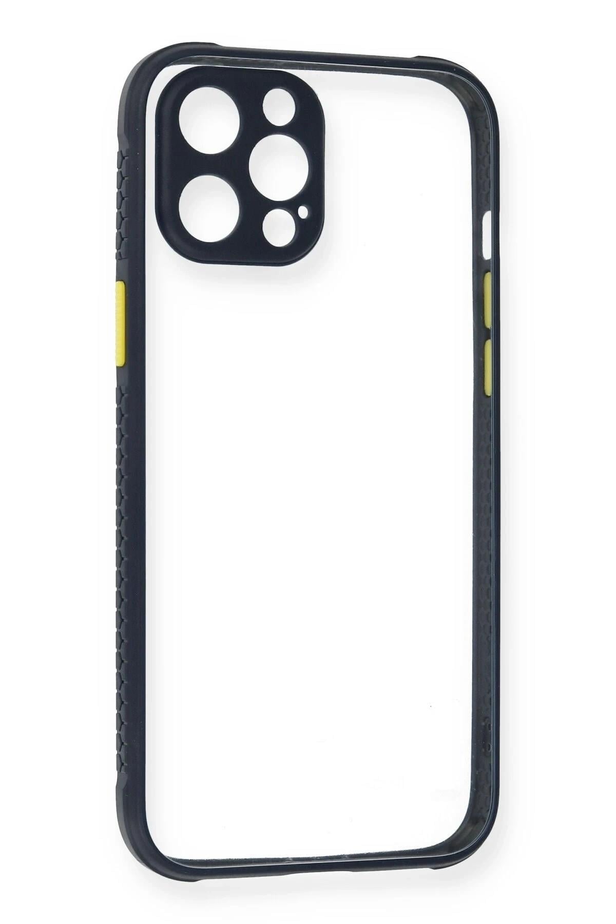 Mey İthalat®  iPhone 12 Pro Kılıf Miami Şeffaf Silikon - Lacivert