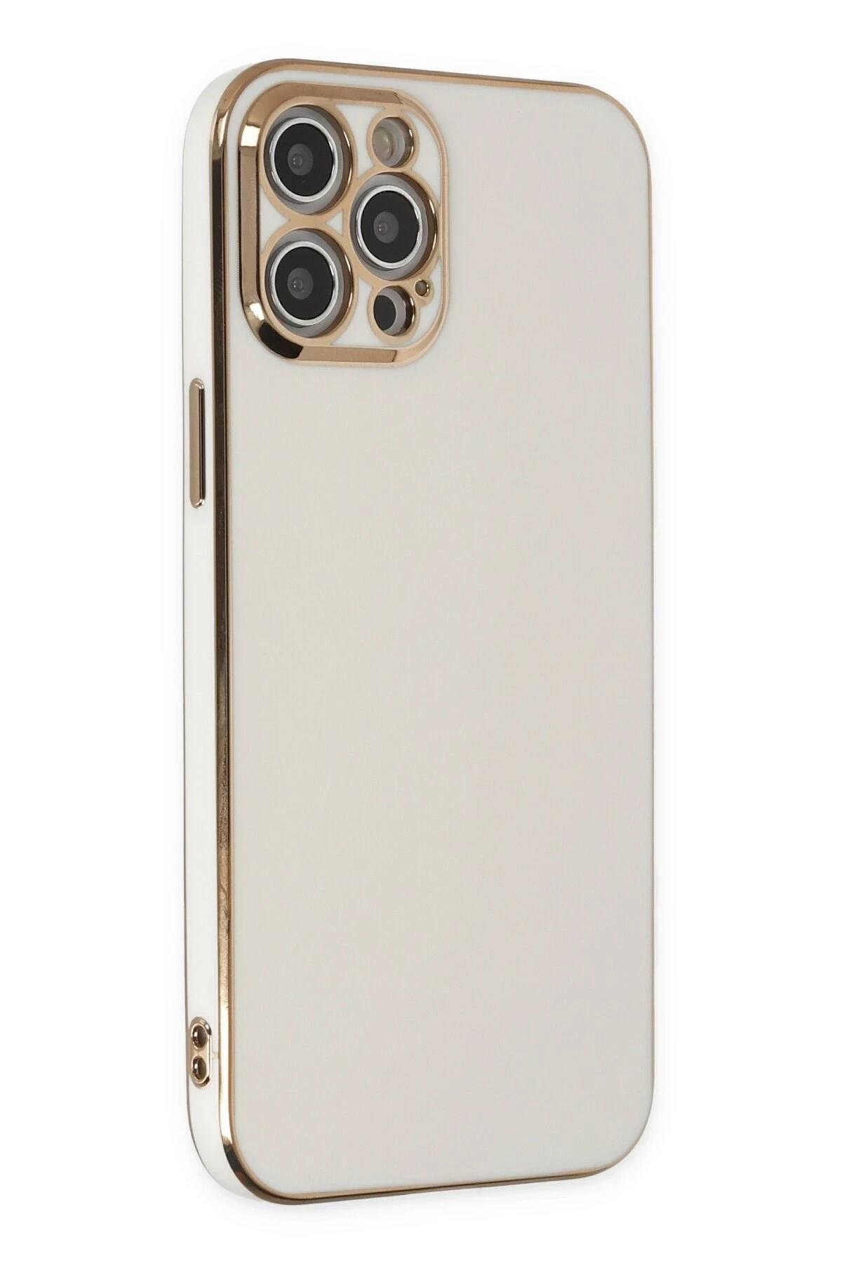 Mey İthalat®  iPhone 12 Pro Kılıf Volet Silikon - Beyaz