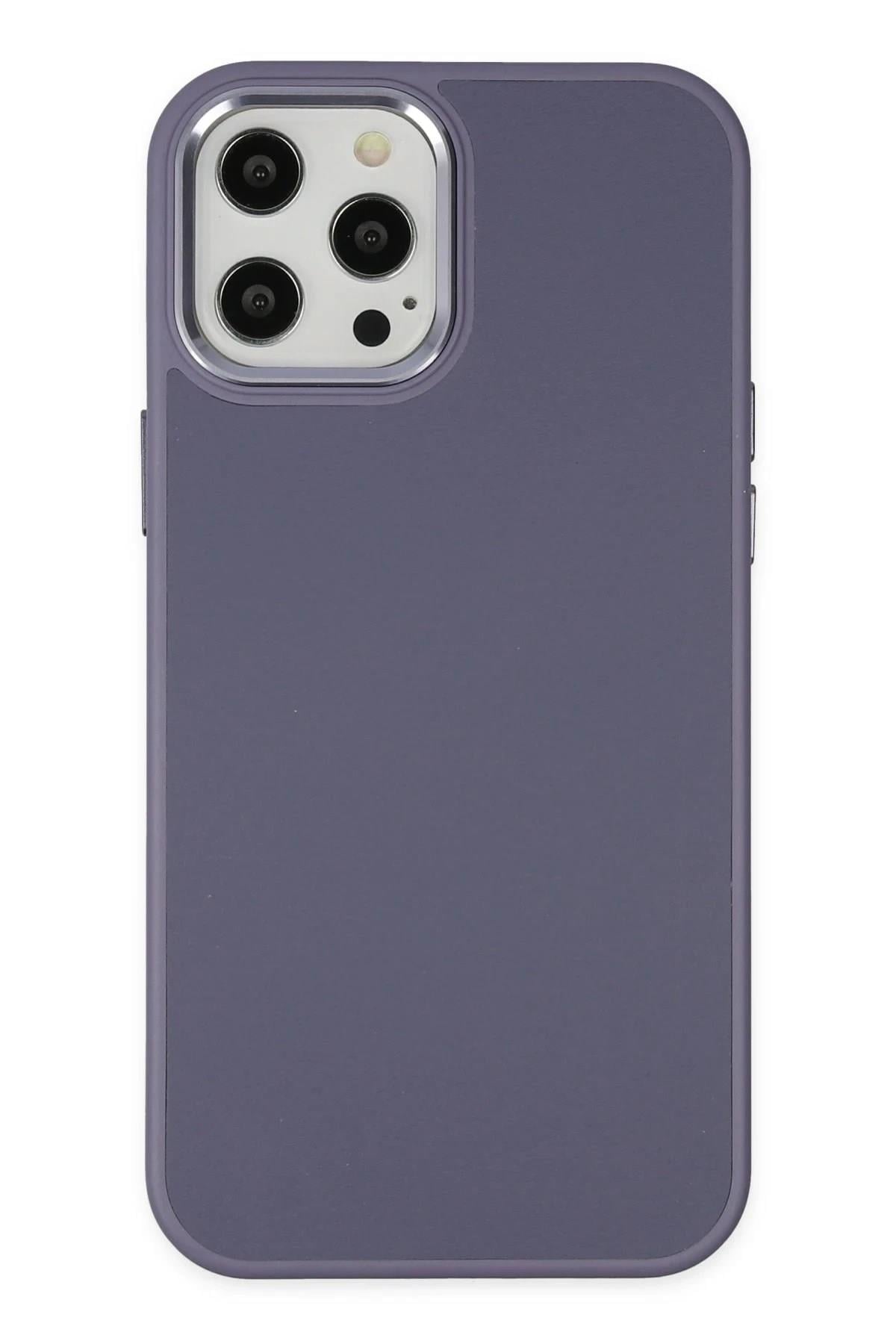 Mey İthalat®  iPhone 12 Pro Max Kılıf Asya Deri Silikon - Mor
