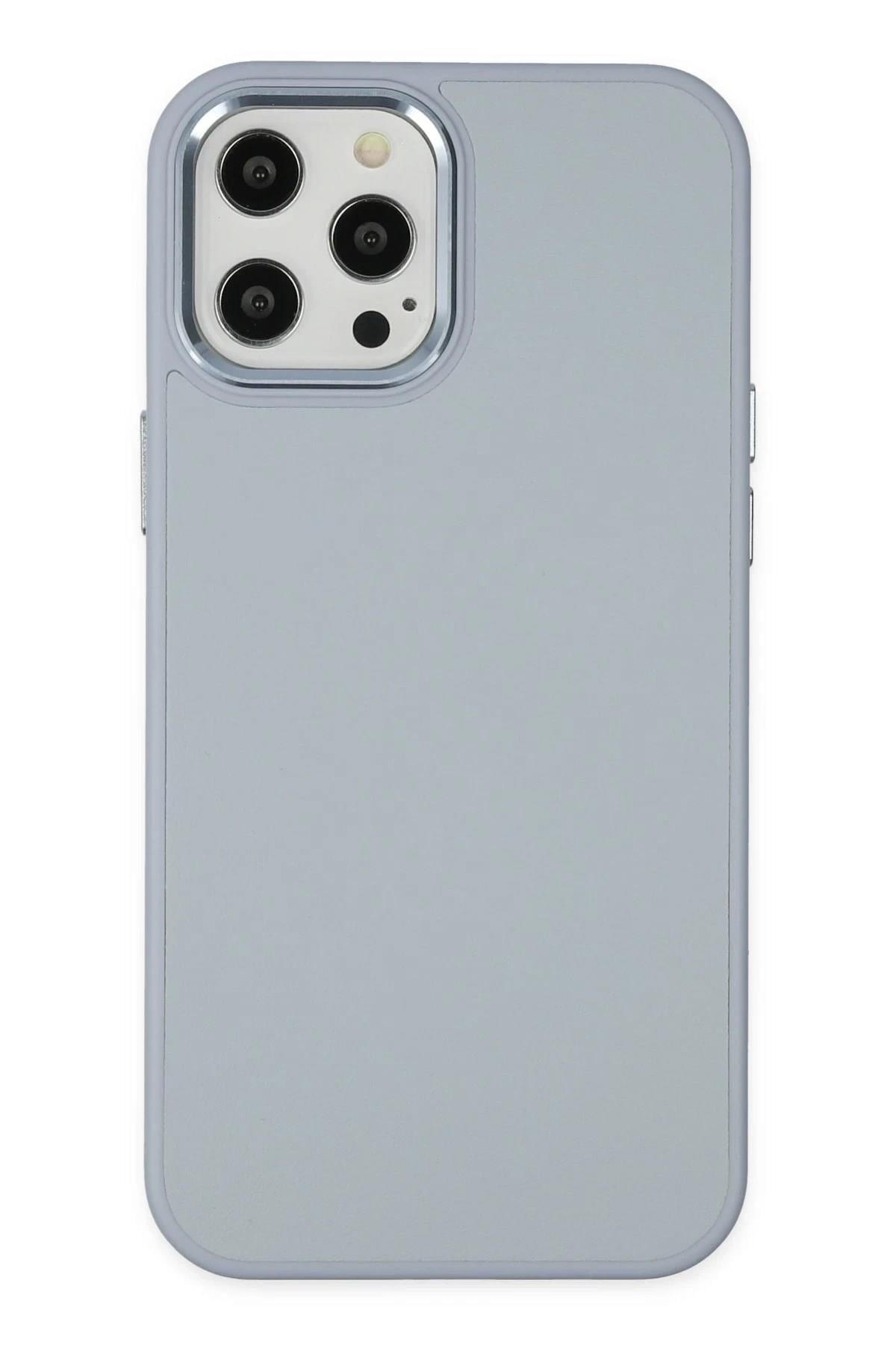 Mey İthalat®  iPhone 12 Pro Max Kılıf Asya Deri Silikon - Sierra Blue