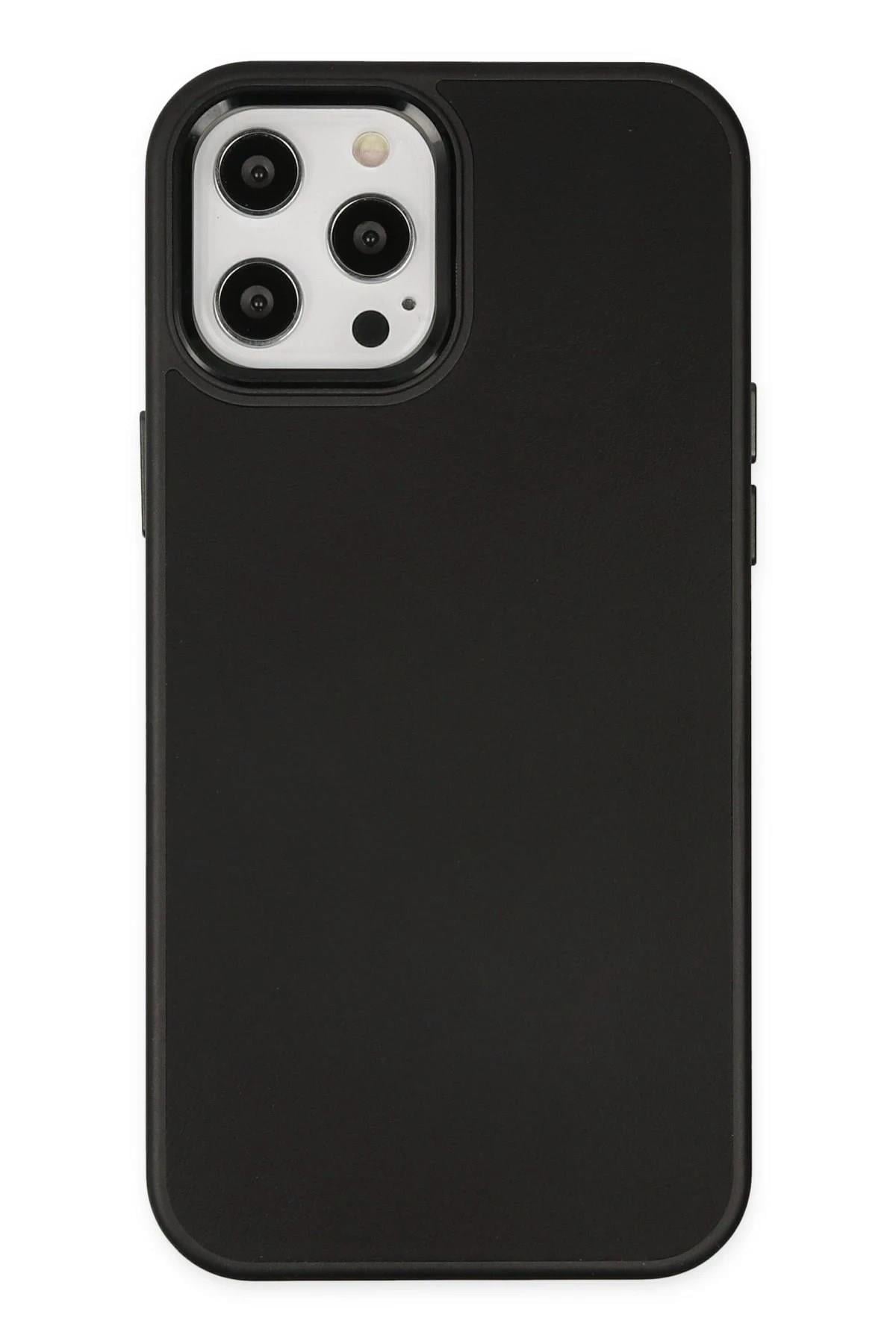 Mey İthalat®  iPhone 12 Pro Max Kılıf Asya Deri Silikon - Siyah