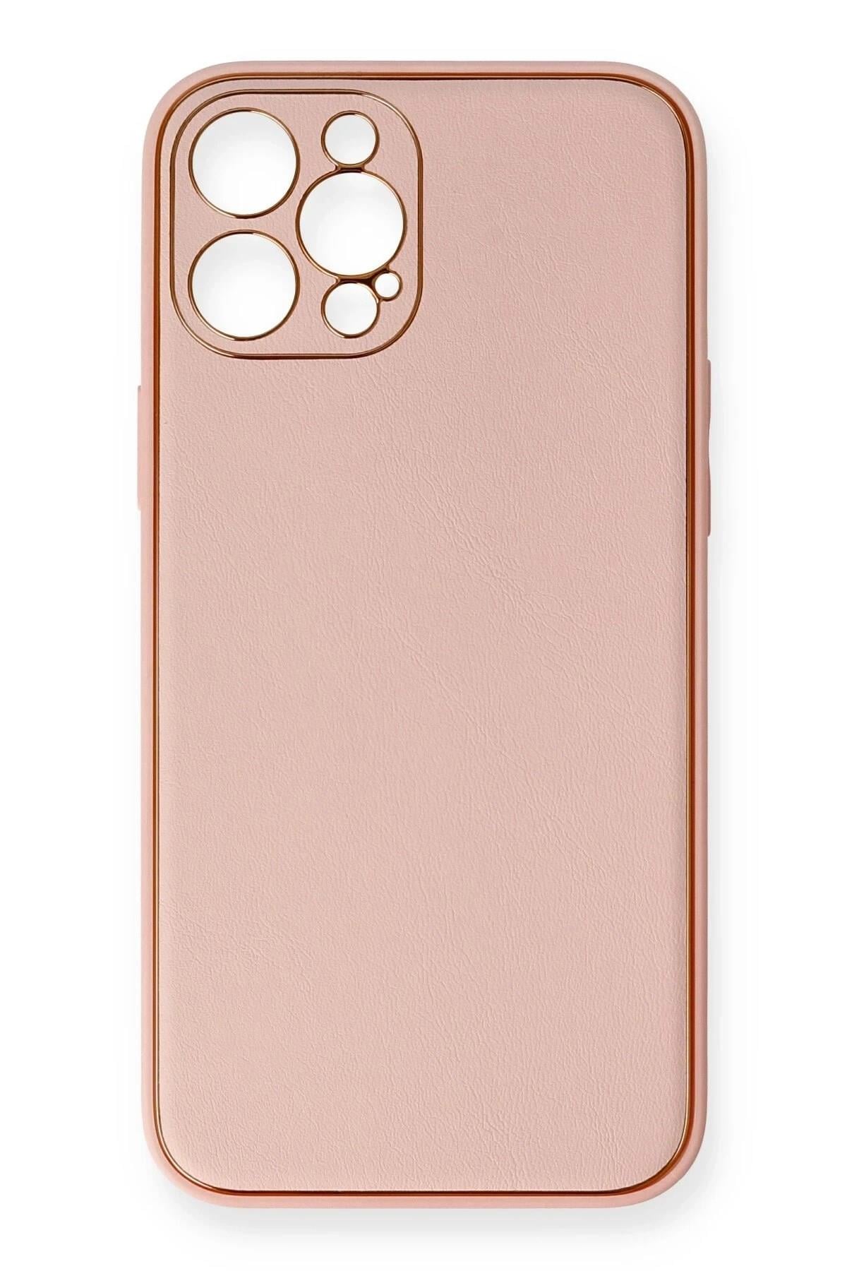 Mey İthalat®  iPhone 12 Pro Max Kılıf Coco Deri Silikon Kapak - Pembe