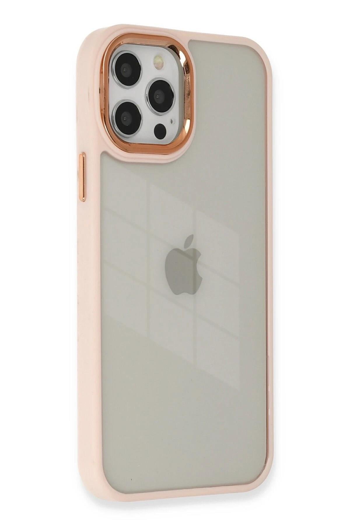 Mey İthalat®  iPhone 12 Pro Max Kılıf Dora Kapak - Pudra
