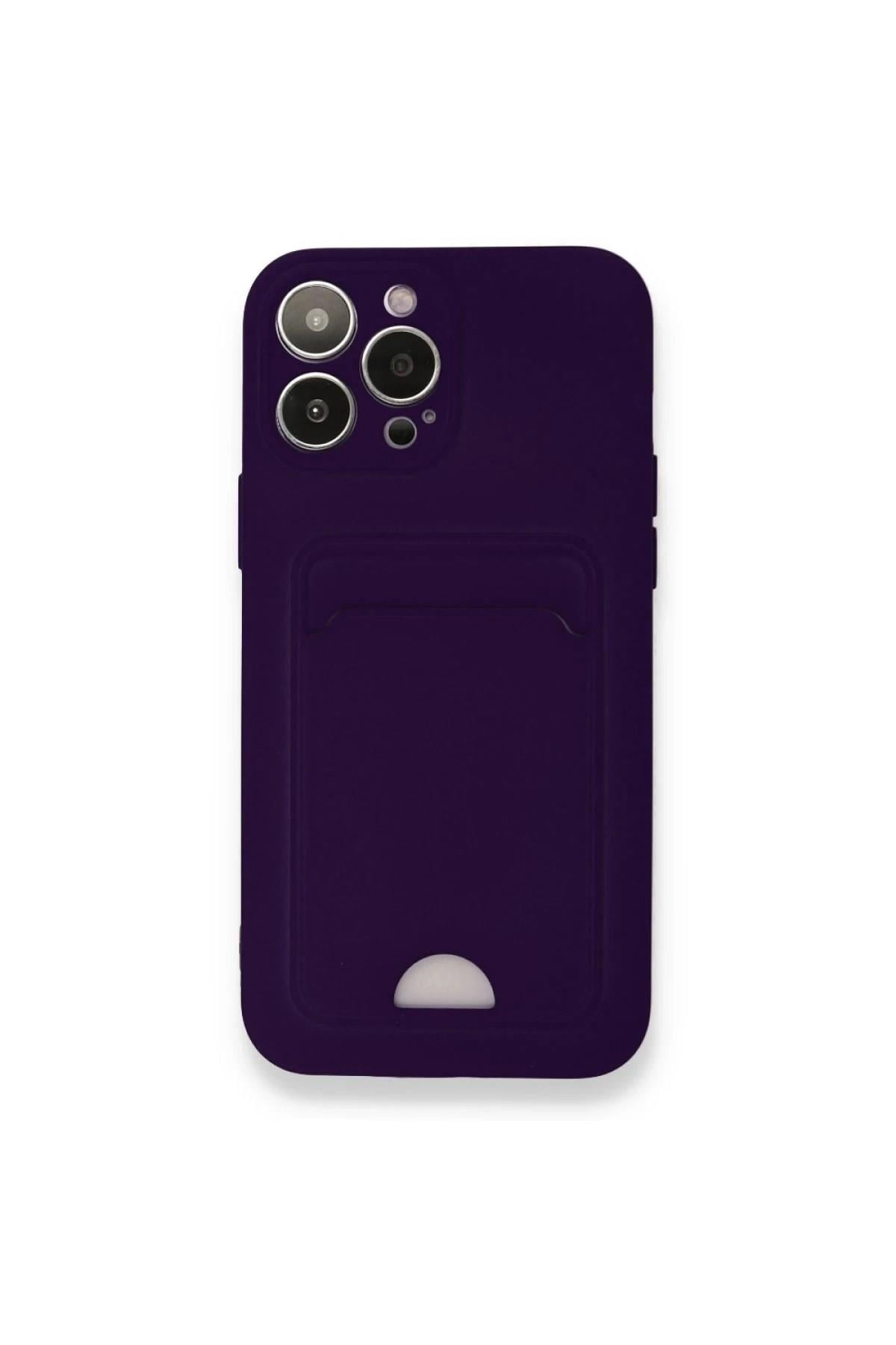 Mey İthalat®  iPhone 12 Pro Max Kılıf Kelvin Kartvizitli Silikon - Derin Mor