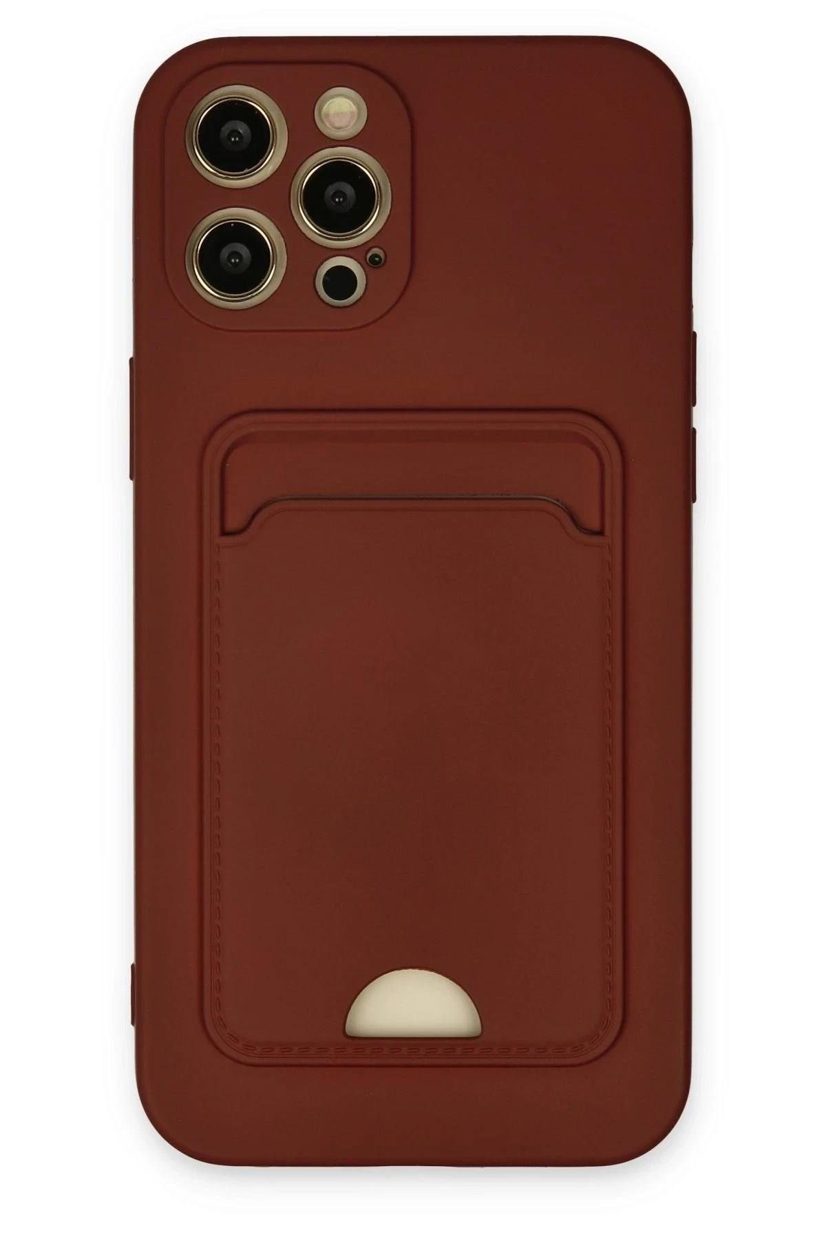 Mey İthalat®  iPhone 12 Pro Max Kılıf Kelvin Kartvizitli Silikon - Bordo