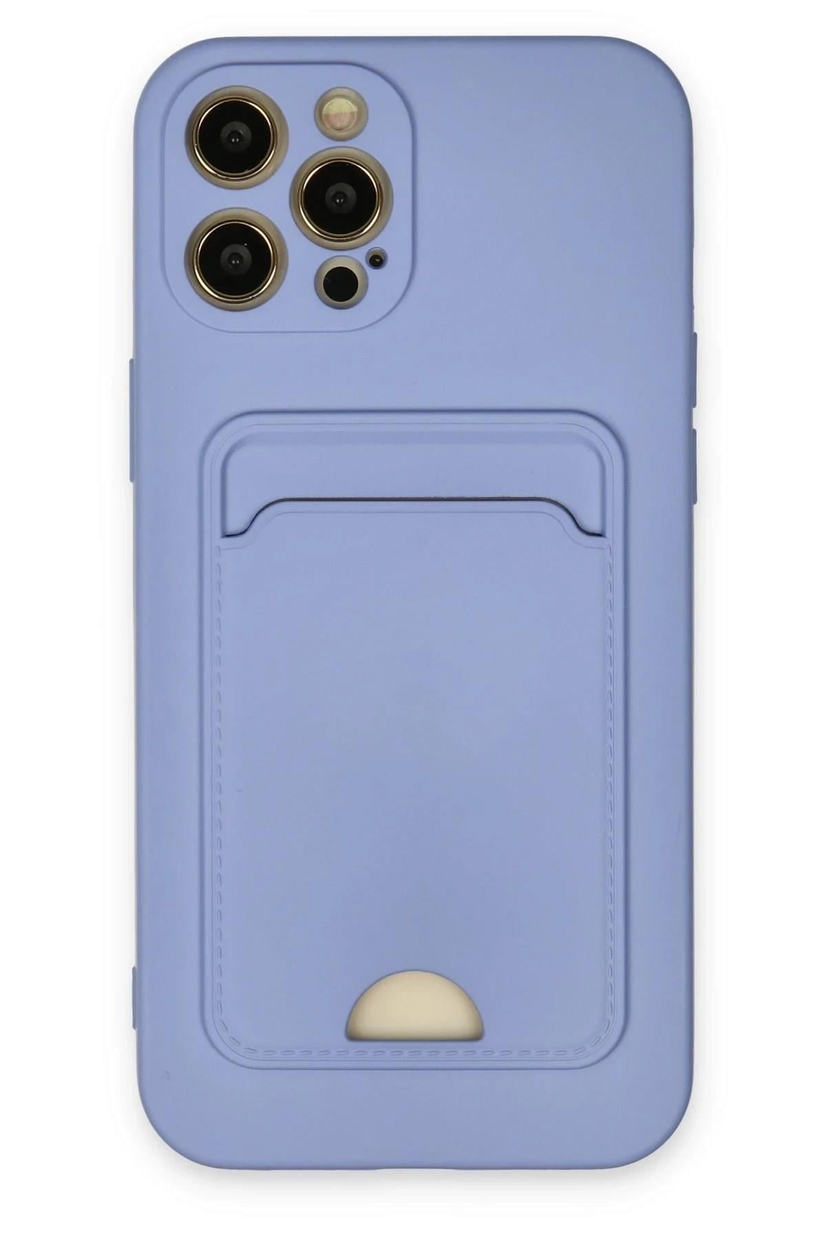 Mey İthalat®  iPhone 12 Pro Max Kılıf Kelvin Kartvizitli Silikon - Lila