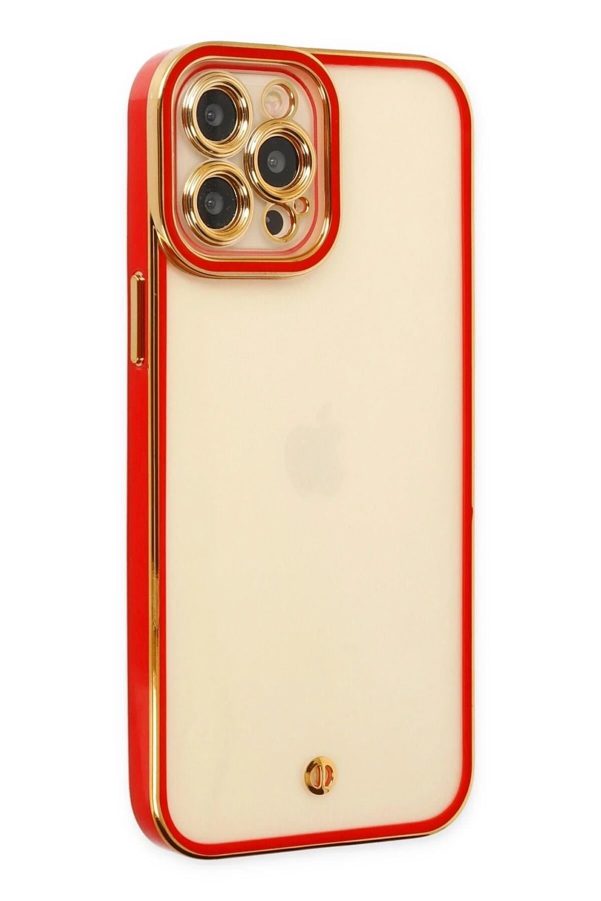 Mey İthalat®  iPhone 12 Pro Max Kılıf Liva Lens Silikon - Kırmızı