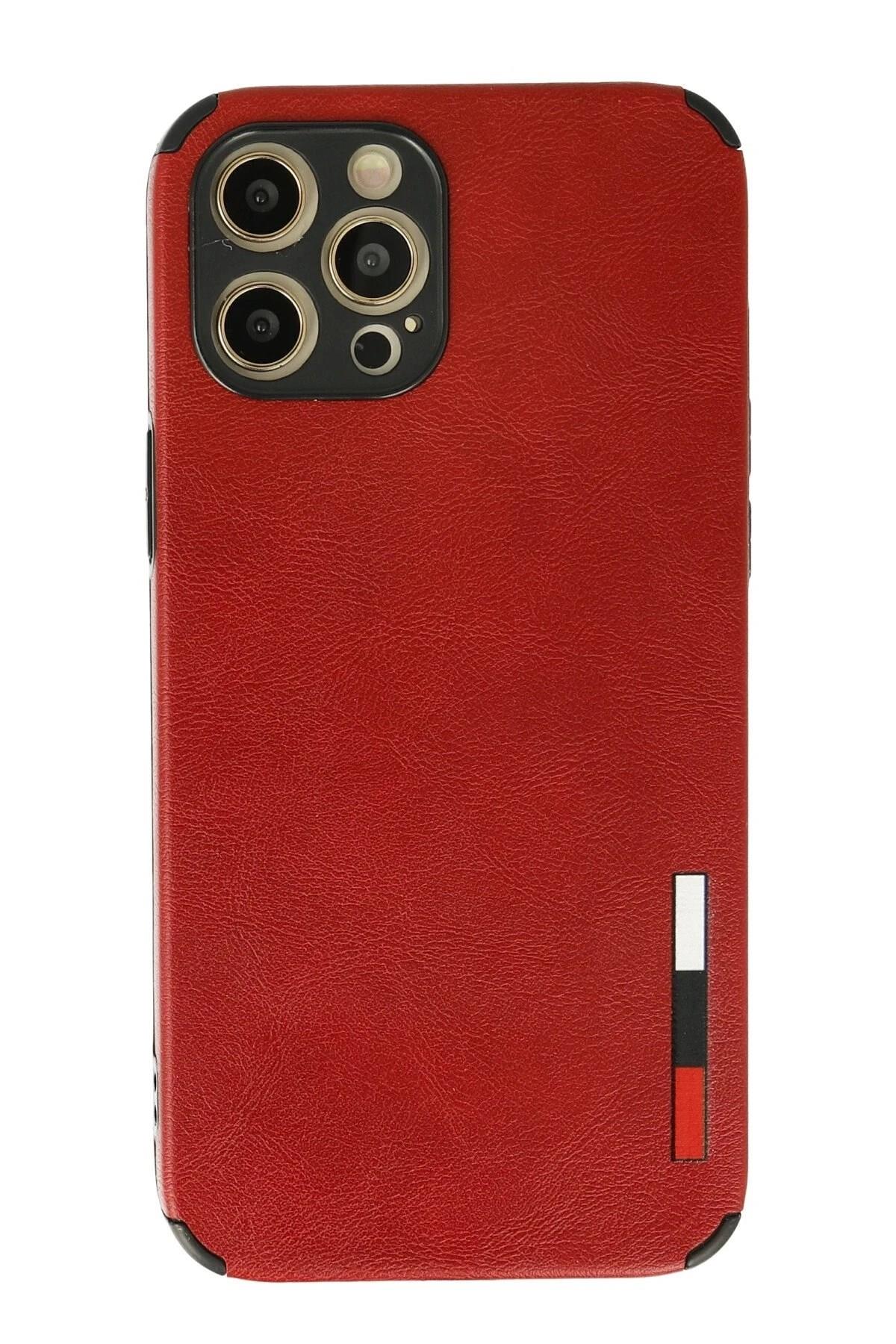 Mey İthalat®  iPhone 12 Pro Max Kılıf Loop Deri Silikon - Kırmızı