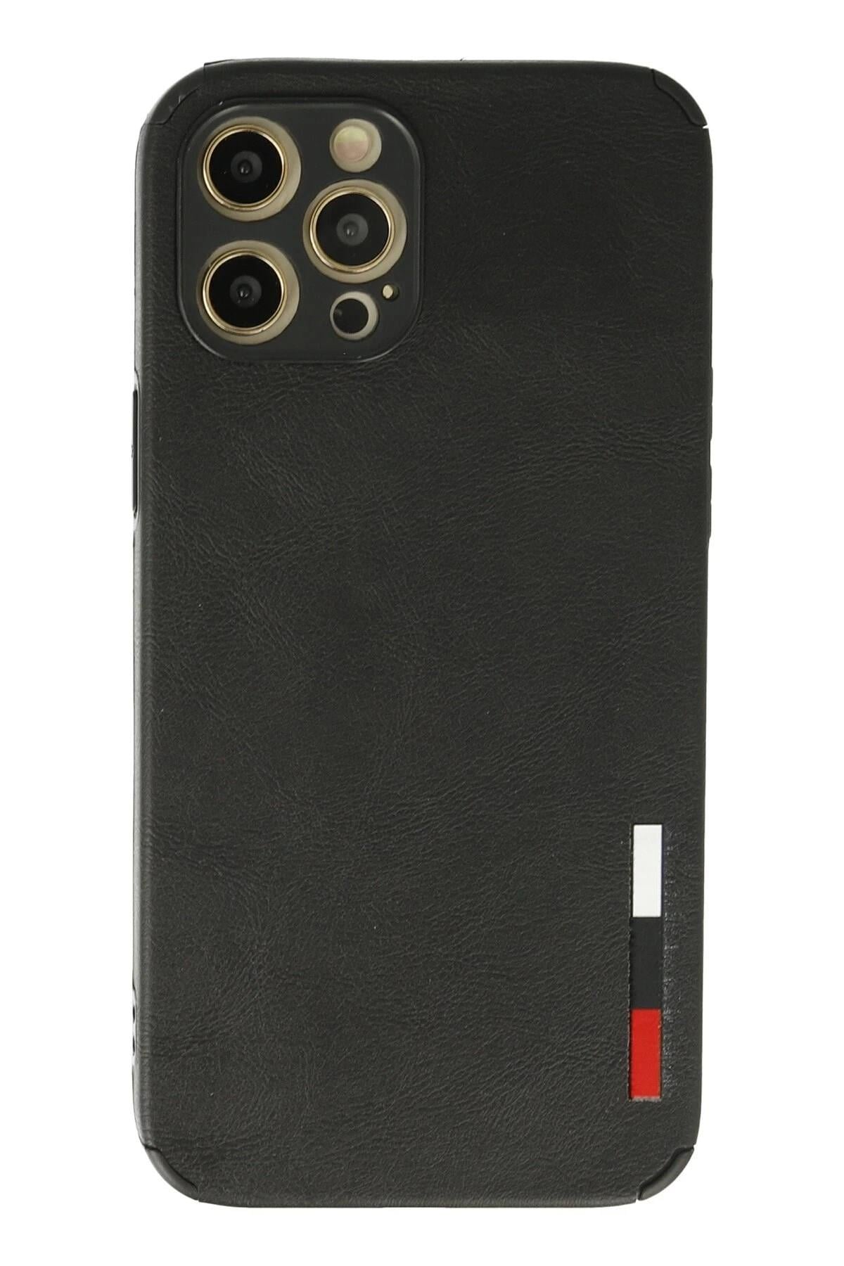 Mey İthalat®  iPhone 12 Pro Max Kılıf Loop Deri Silikon - Siyah
