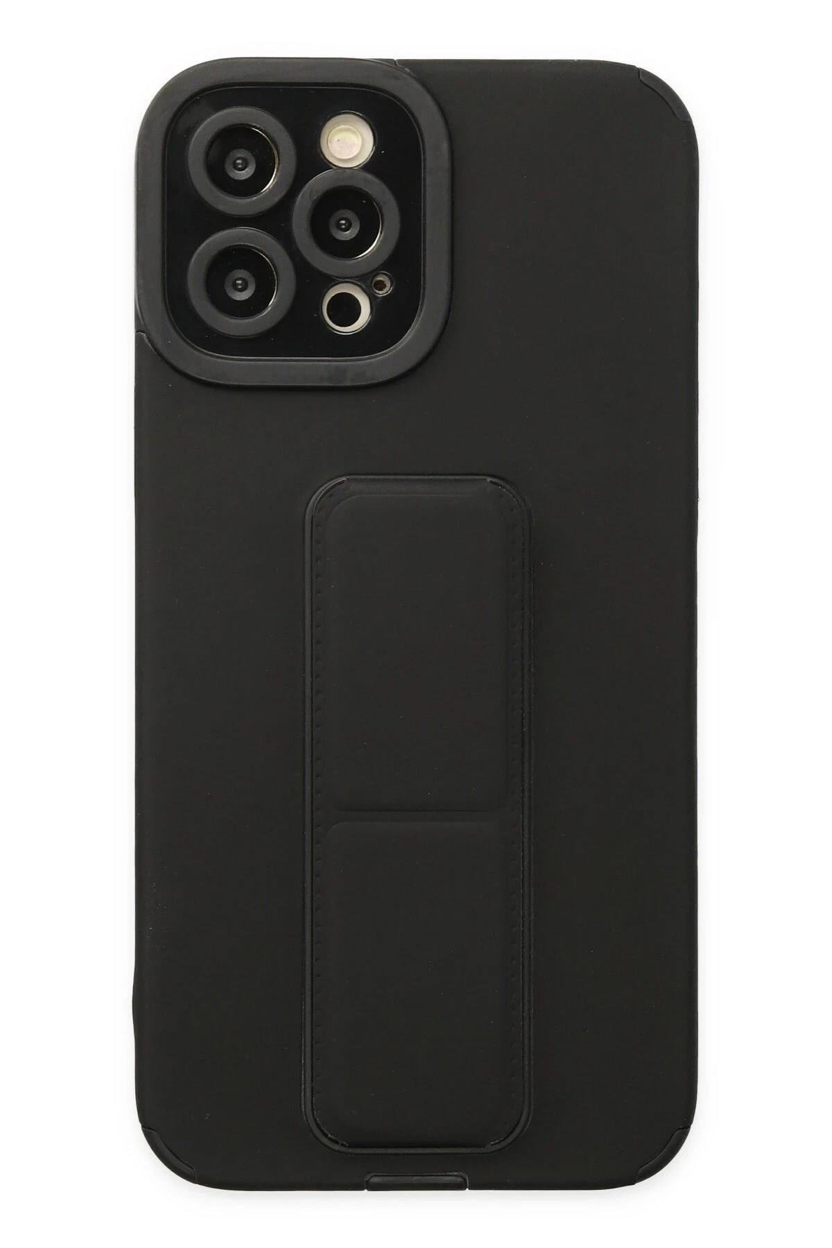 Mey İthalat®  iPhone 12 Pro Max Kılıf Mega Standlı Silikon - Siyah