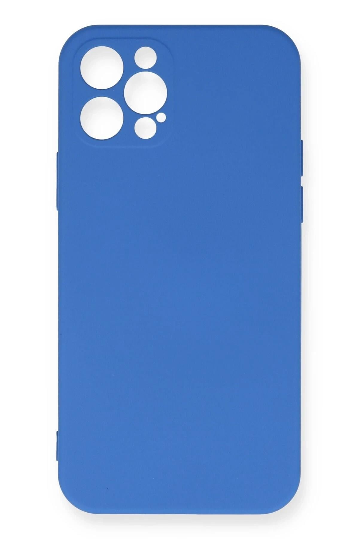 Mey İthalat®  iPhone 12 Pro Max Kılıf Nano içi Kadife Silikon - Mavi