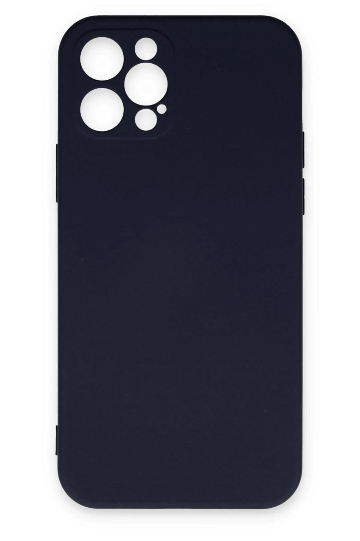 Mey İthalat®  iPhone 12 Pro Max Kılıf Nano içi Kadife Silikon - Lacivert
