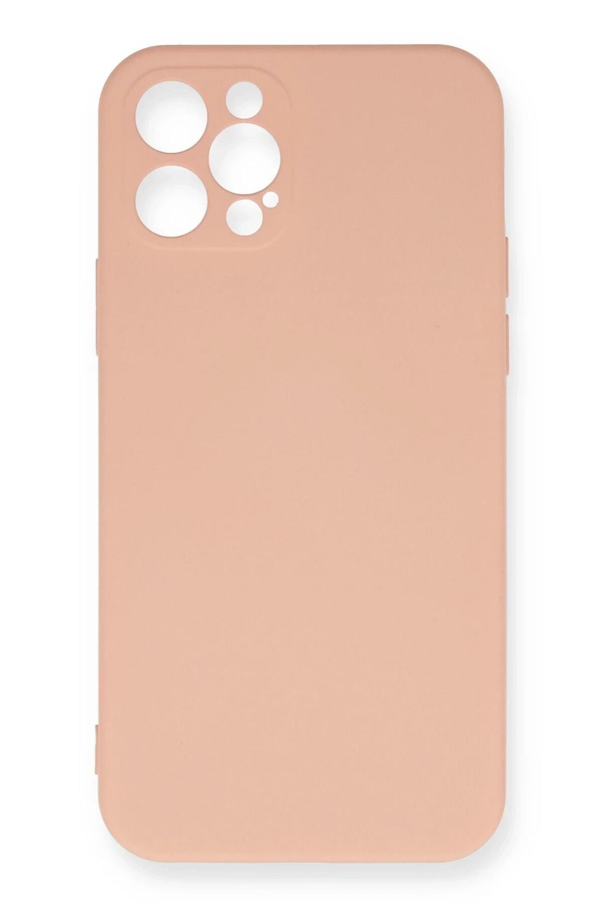 Mey İthalat®  iPhone 12 Pro Max Kılıf Nano içi Kadife Silikon - Pudra