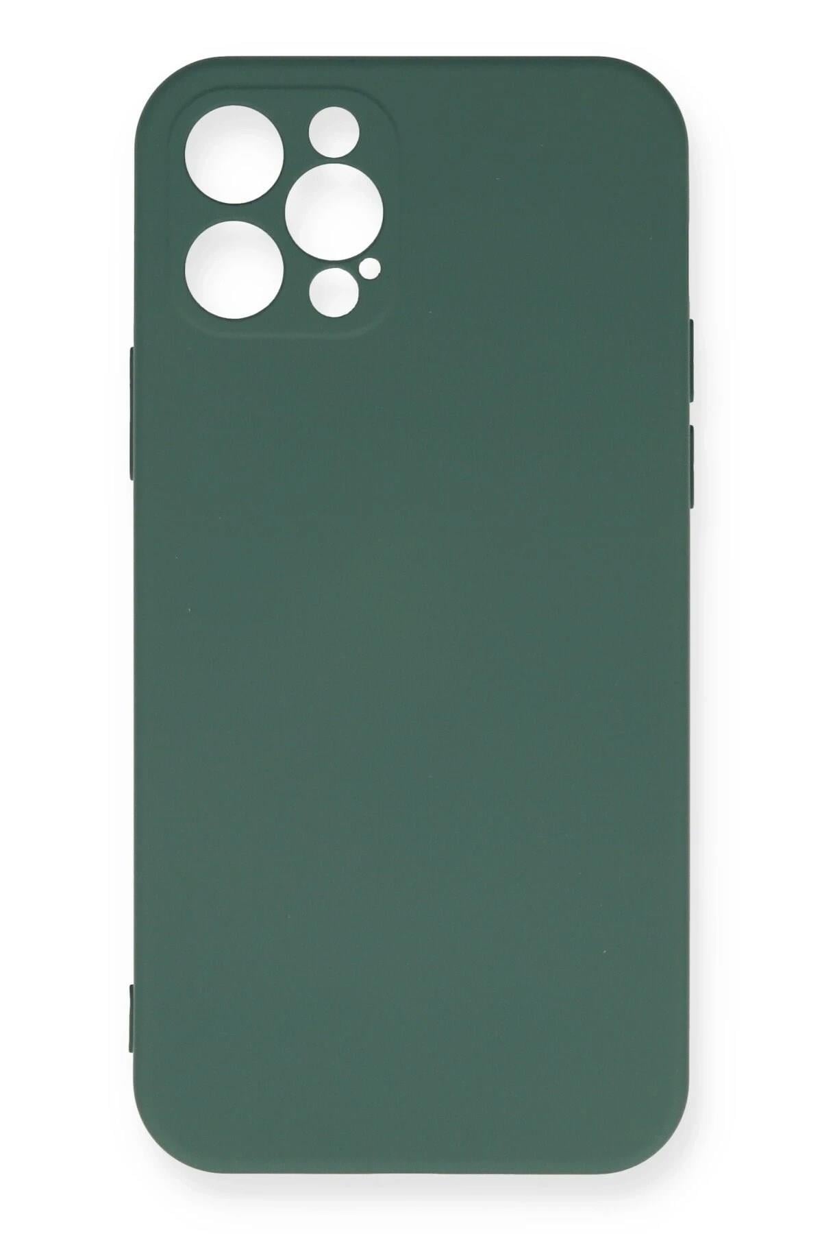 Mey İthalat®  iPhone 12 Pro Max Kılıf Nano içi Kadife Silikon - Koyu Yeşil