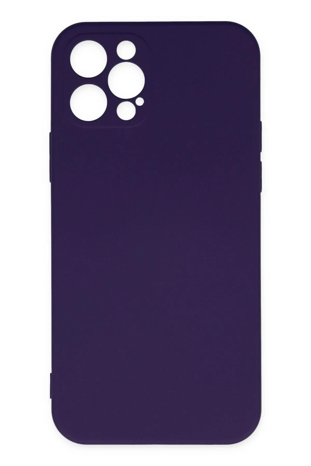 Mey İthalat®  iPhone 12 Pro Max Kılıf Nano içi Kadife Silikon - Mor