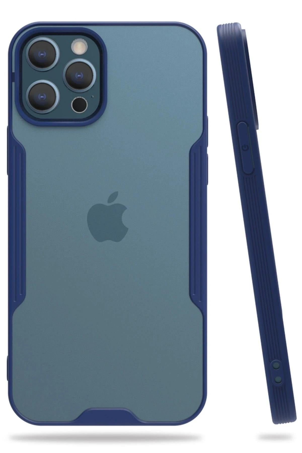 Mey İthalat®  iPhone 12 Pro Max Kılıf Platin Silikon - Lacivert