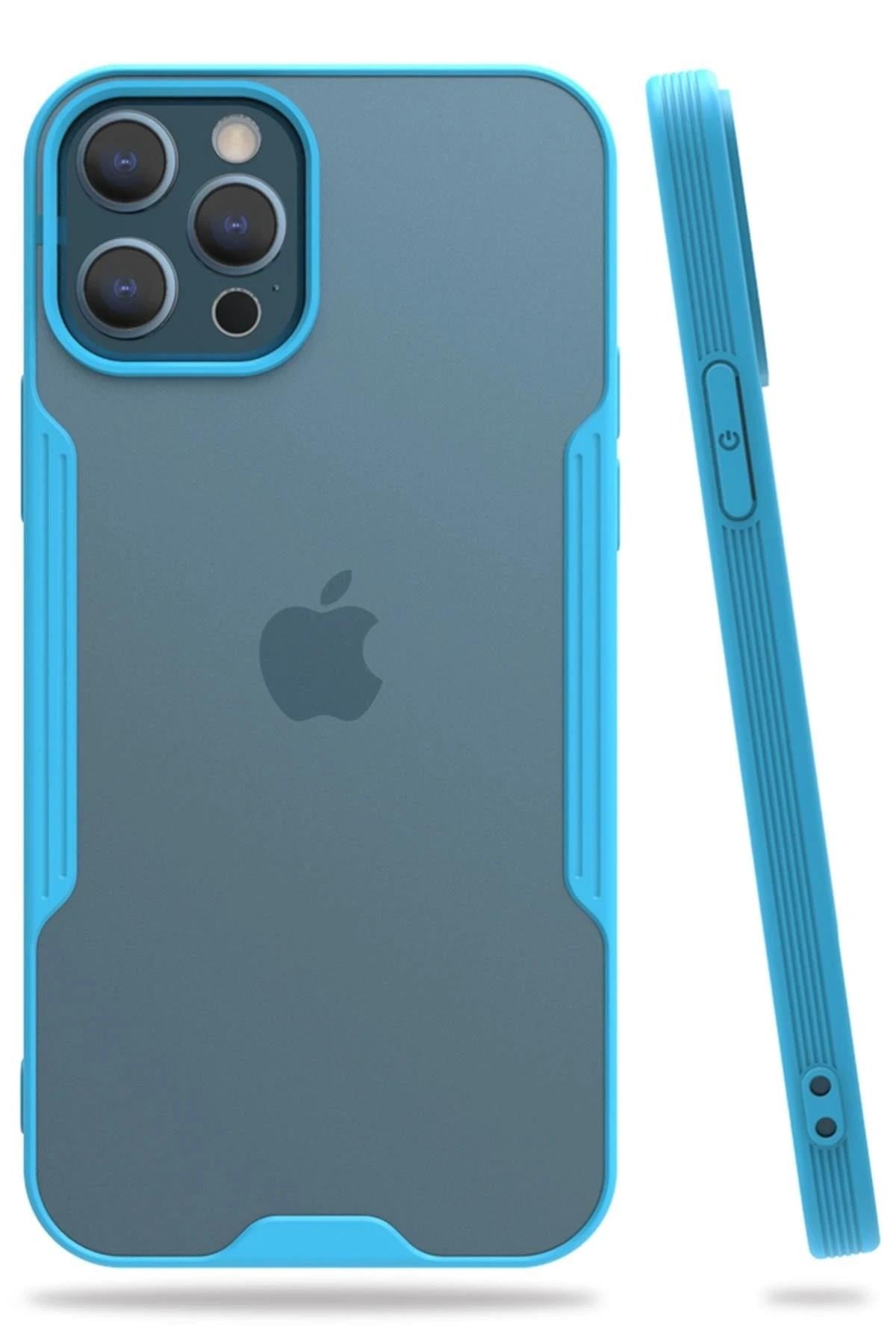 Mey İthalat®  iPhone 12 Pro Max Kılıf Platin Silikon - Mavi