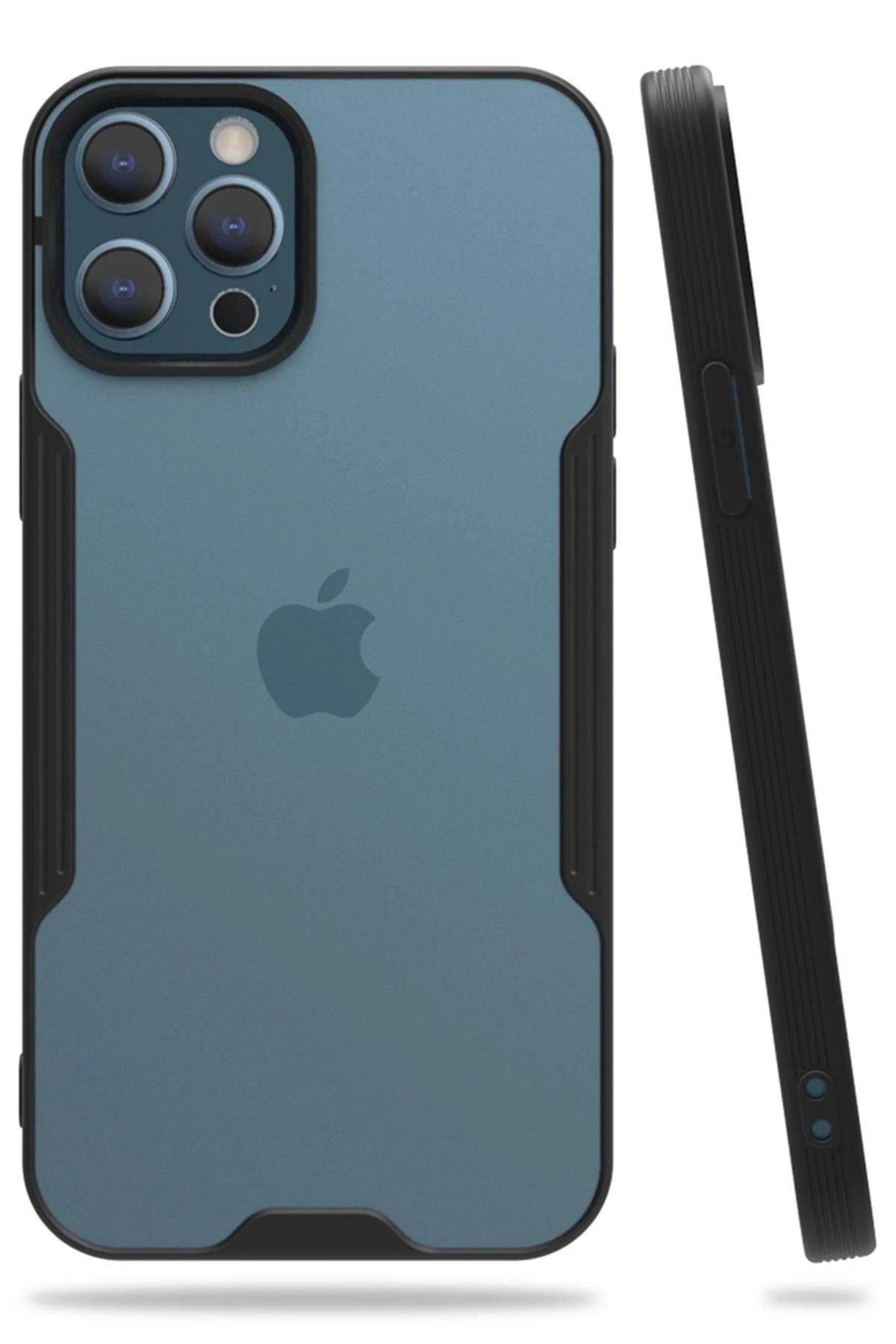 Mey İthalat®  iPhone 12 Pro Max Kılıf Platin Silikon - Siyah