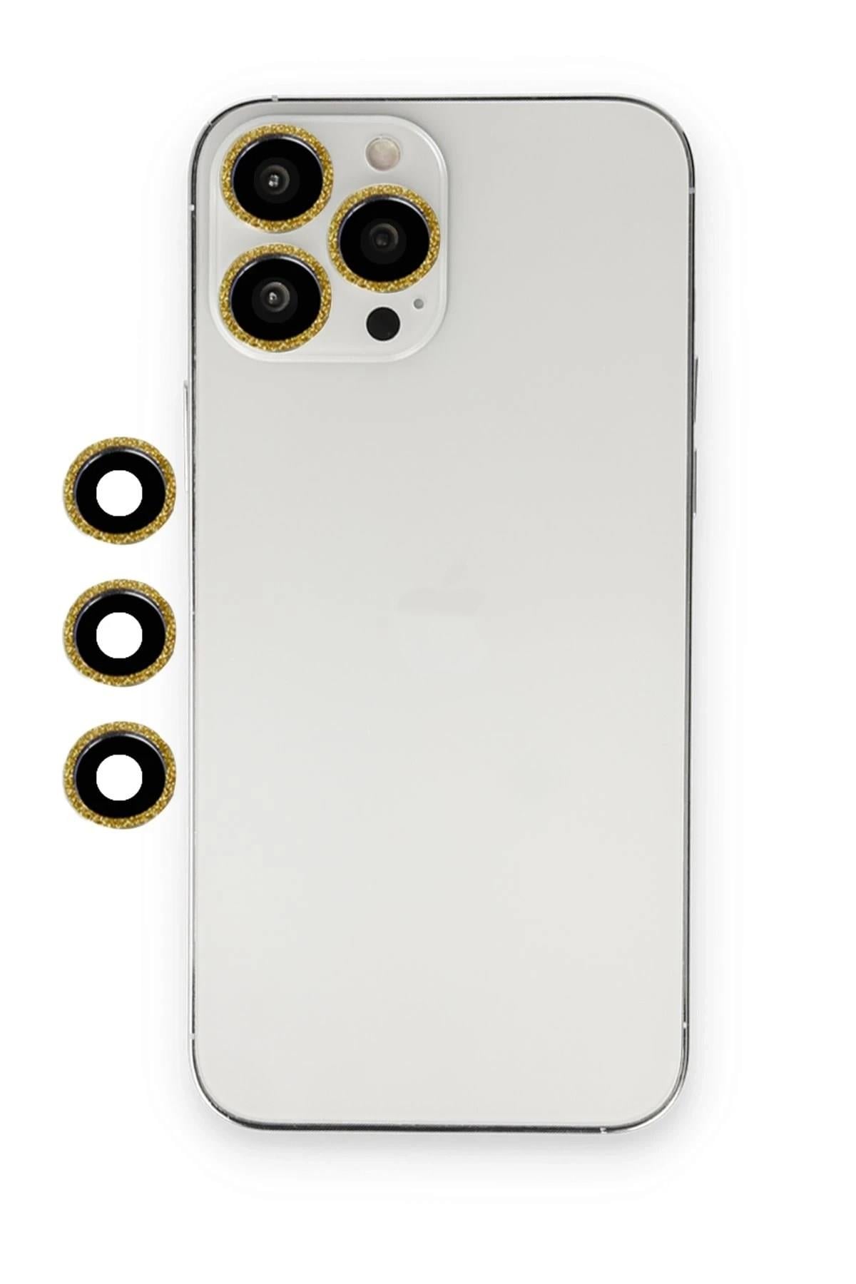 Mey İthalat®  iPhone 12 Pro Max Shine Kamera Lens - Gold