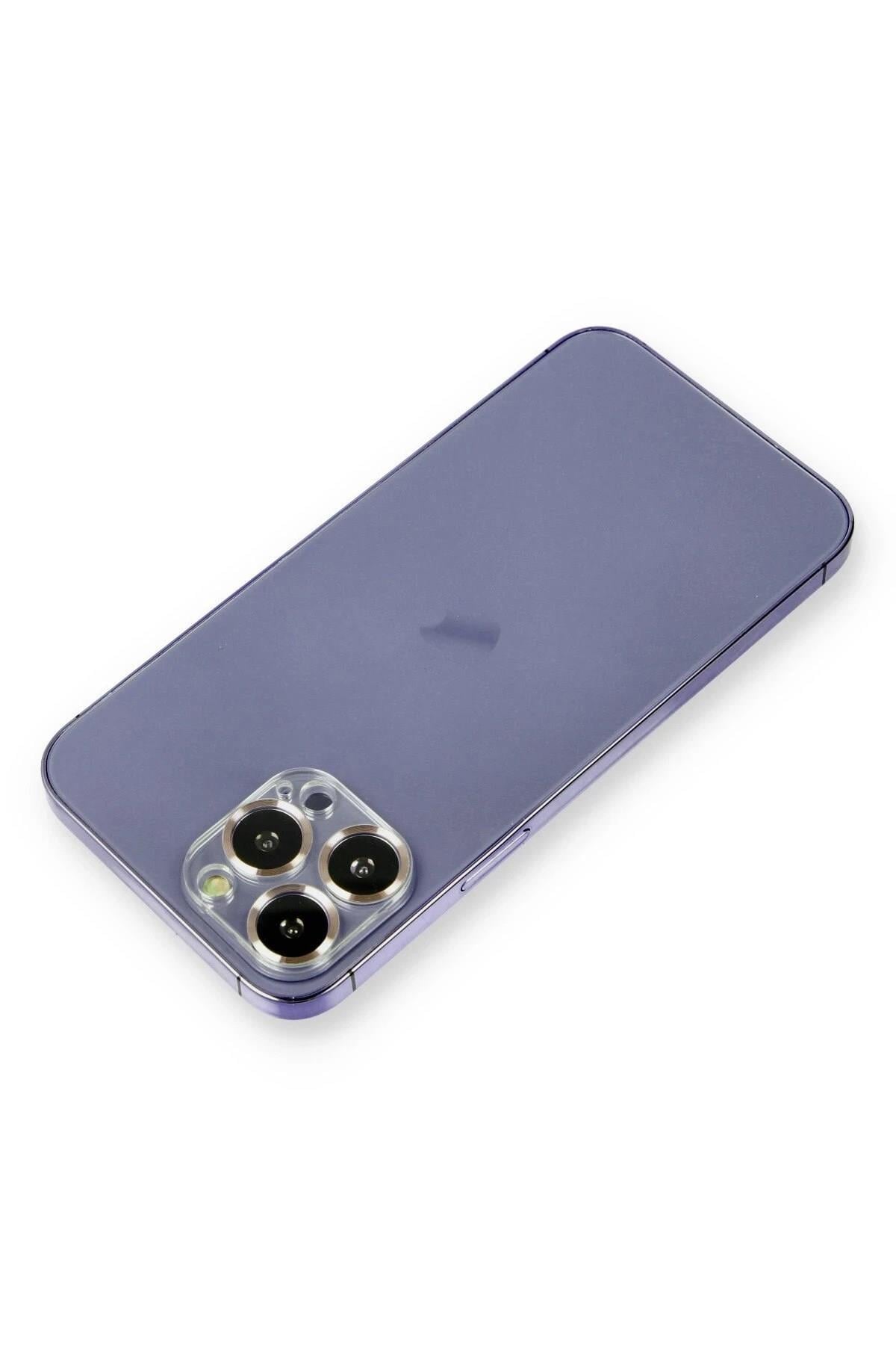 Mey İthalat®  iPhone 12 Pro Metal Kamera Lens Koruma Cam - Gold