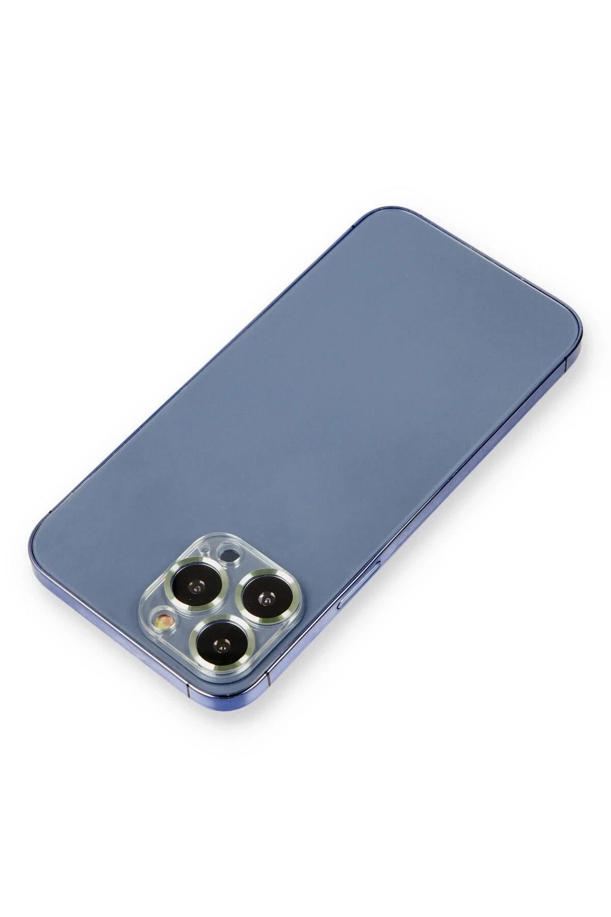 Mey İthalat®  iPhone 12 Pro Metal Kamera Lens Koruma Cam - Açık Yeşil