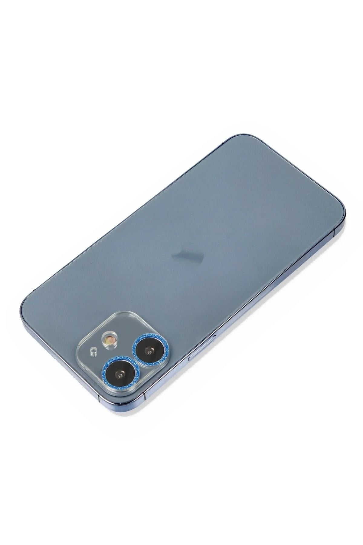 Mey İthalat®  iPhone 12 Shine Kamera Lens Koruma Cam - Mavi