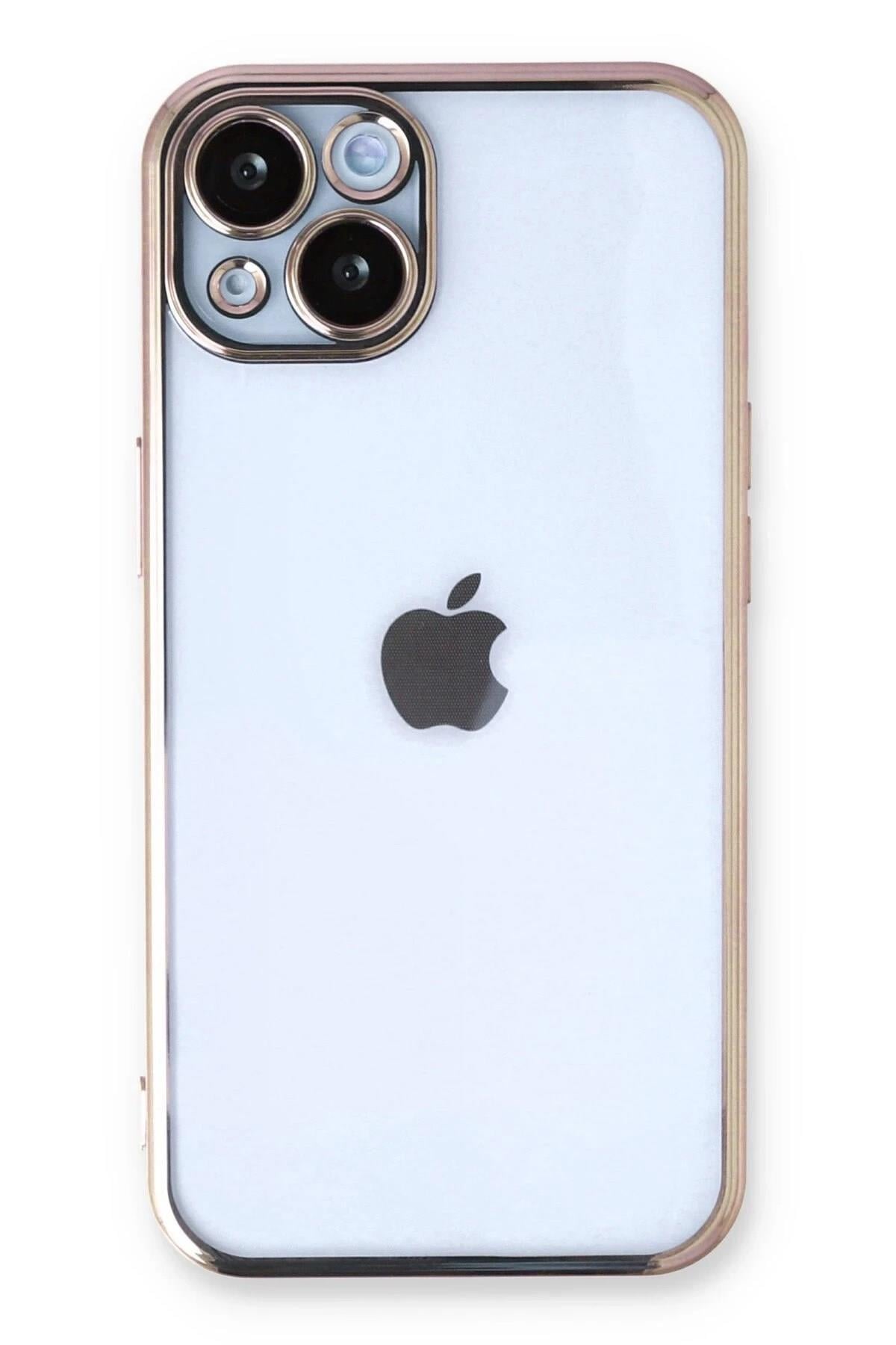 Mey İthalat®  iPhone 13 Kılıf  Lensli Silikon - Gold