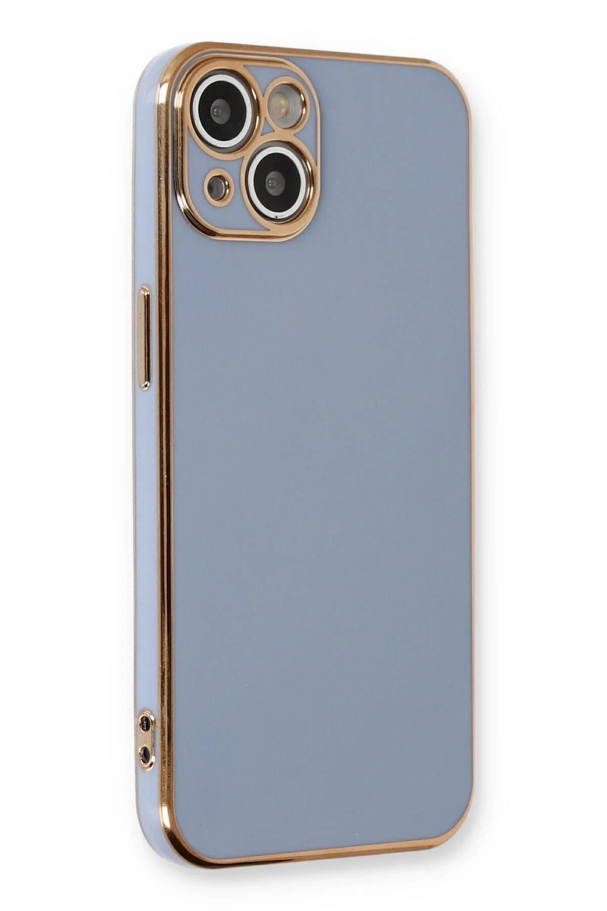 Mey İthalat®  iPhone 13 Kılıf Volet Silikon - Mavi